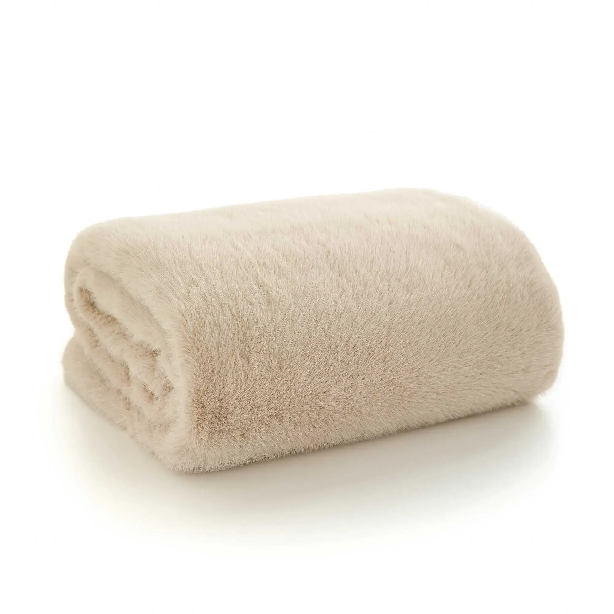 Faux Fur Throw Blanket - Neutral, Polyester image