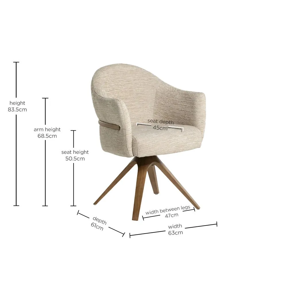 Fitzgerald Swivel Dining Chair with Arms - Neutral, Polyester