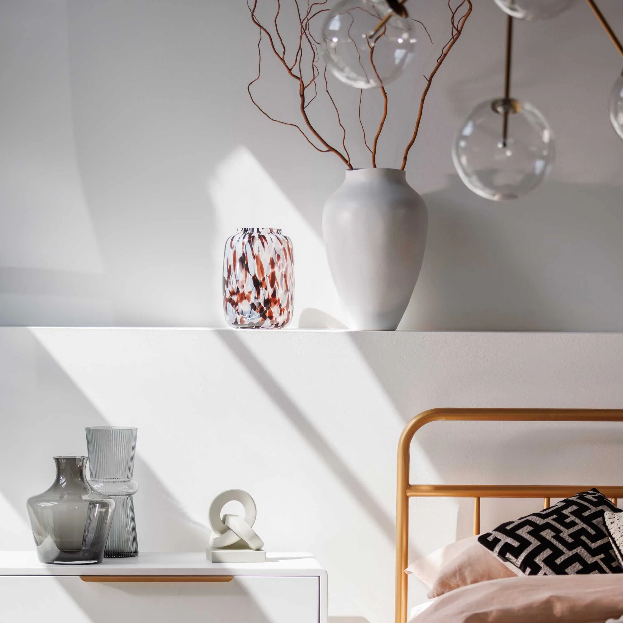 Flecked Glass Vase - White