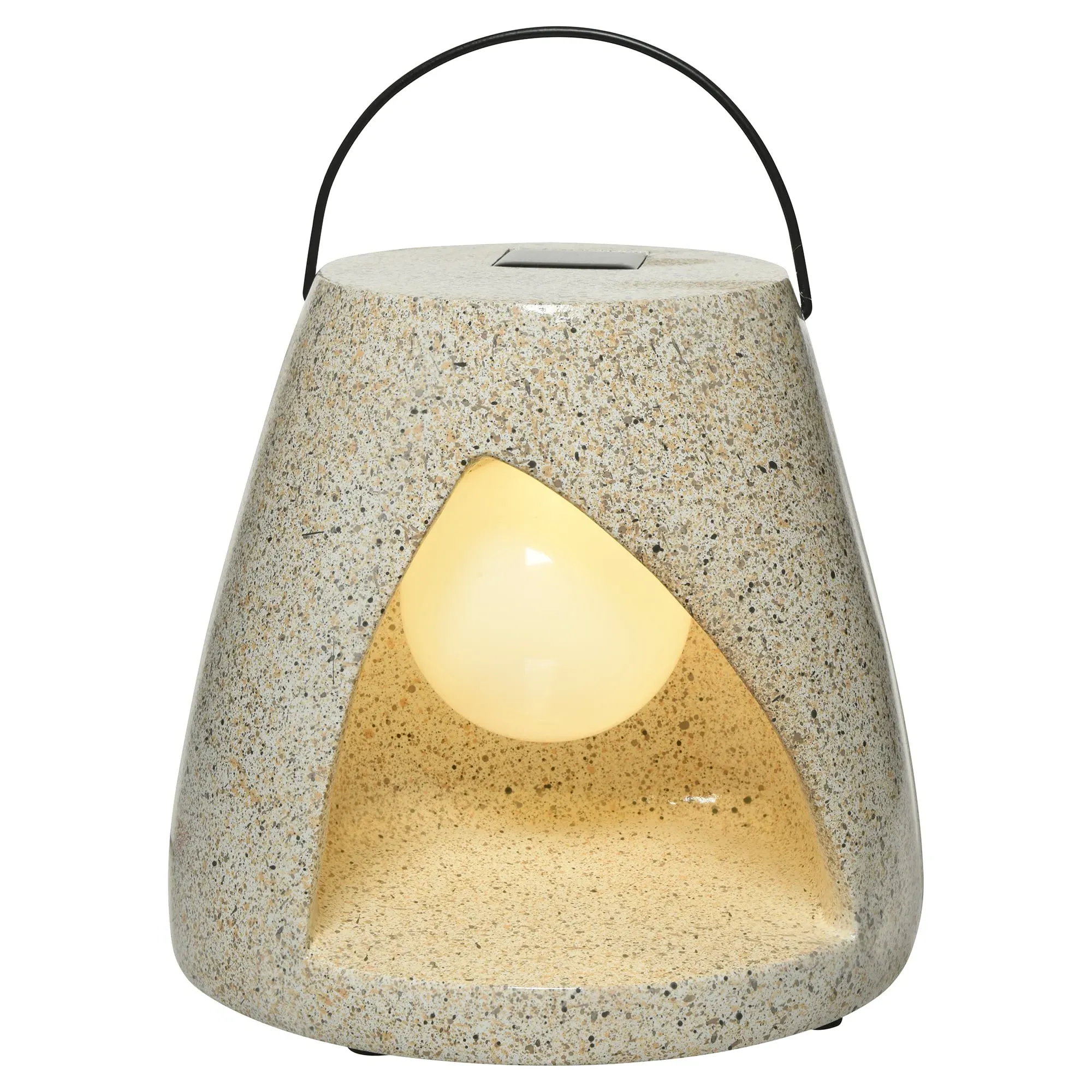 Flecked Lantern Solar Light - Neutral, Polyresin image