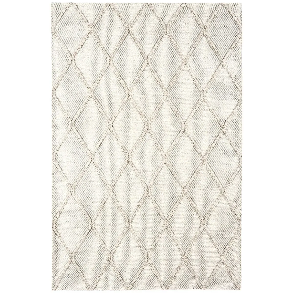 Flori Diamond Square Rug - Cream, Wool Blend