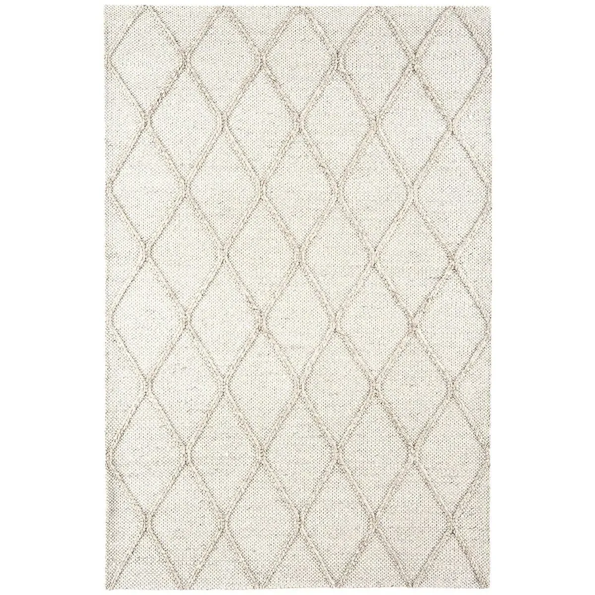 Flori Diamond Square Rug - Cream, Wool Blend image