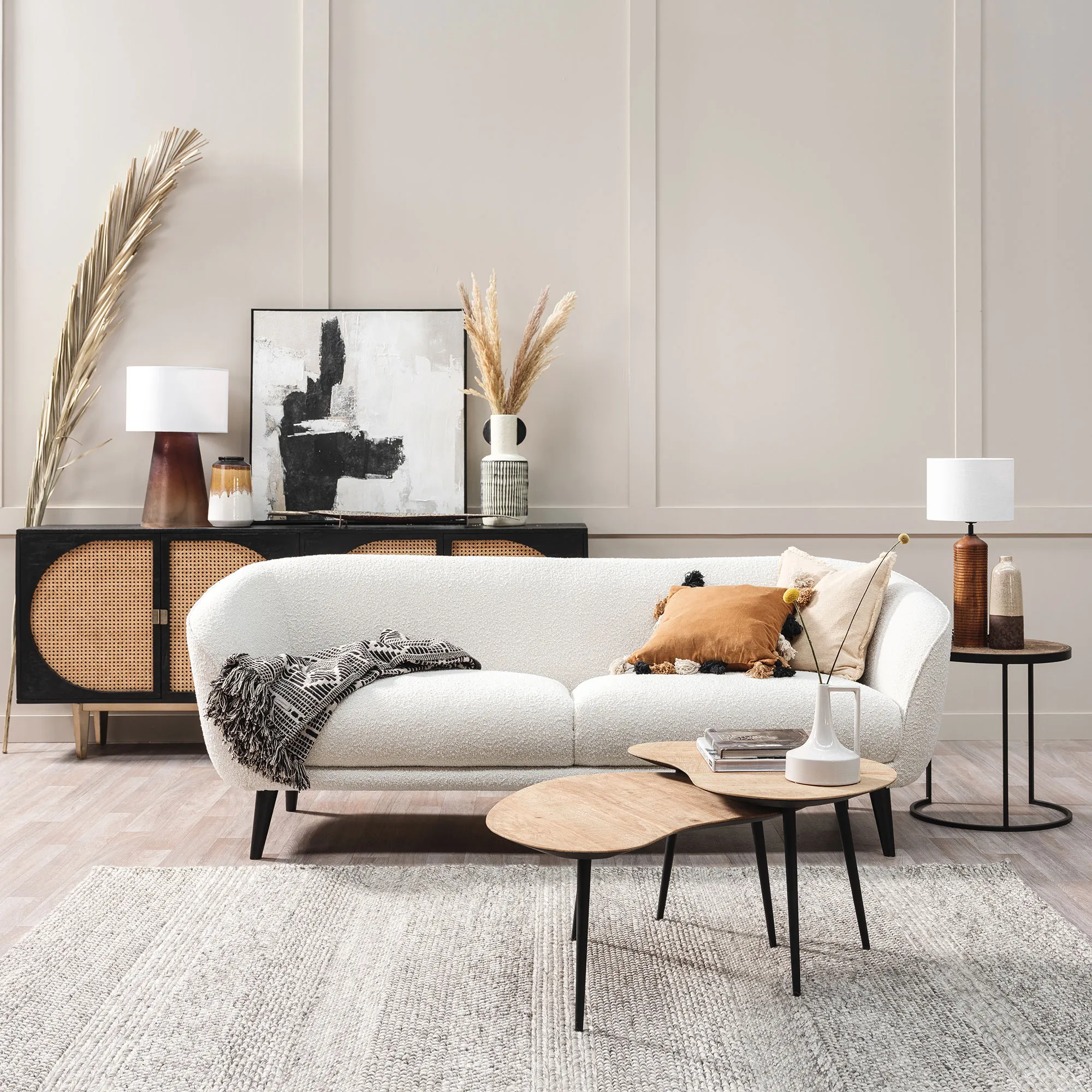 Flori Stripe Rug - Grey, Wool Blend