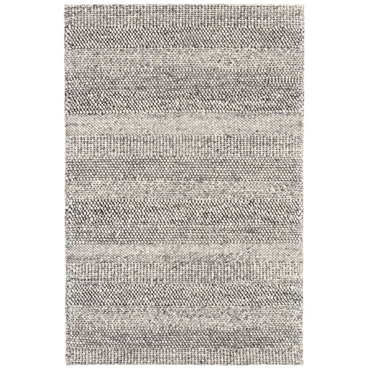 Flori Stripe Rug - Grey, Wool Blend