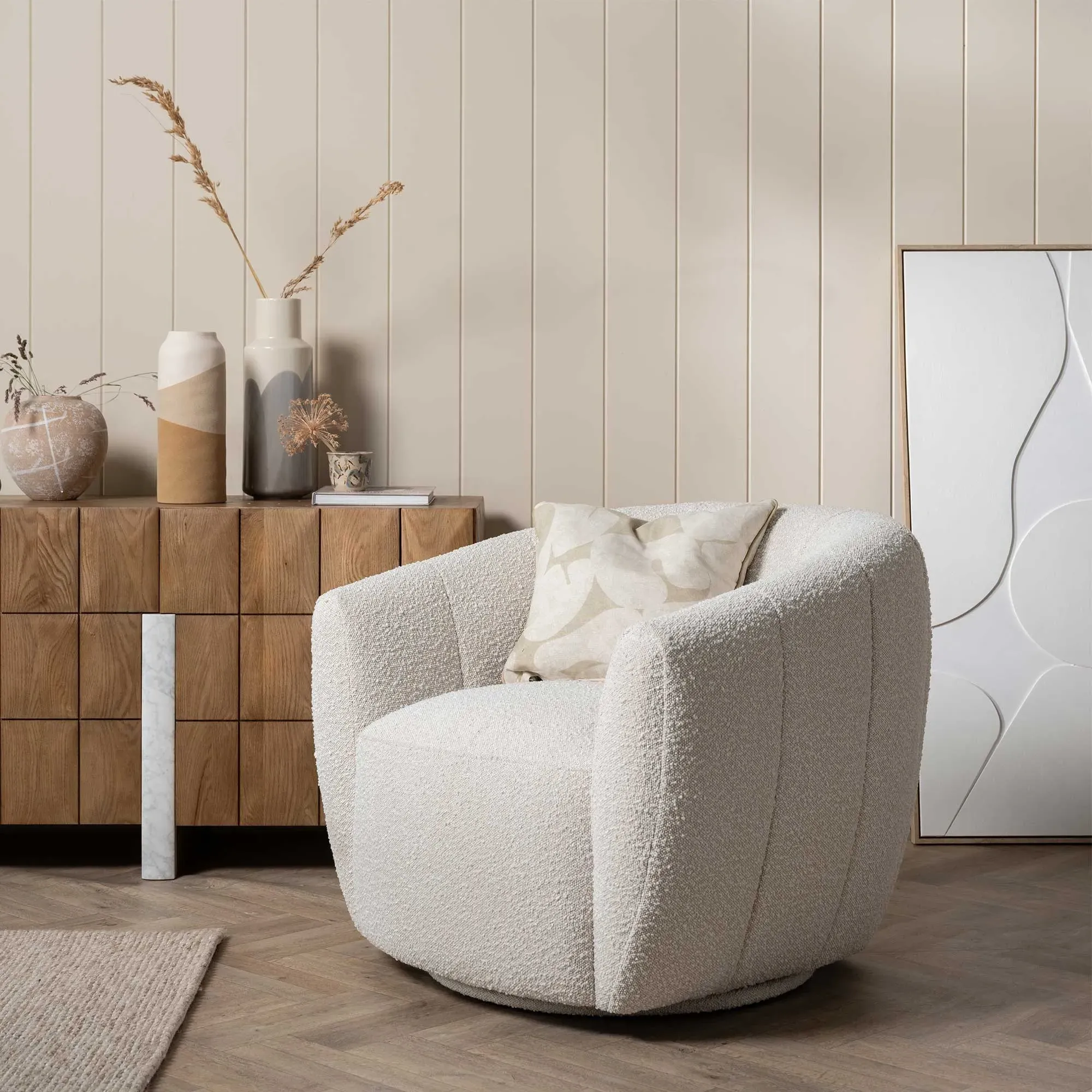 Fontana Armchair - White, Fabric