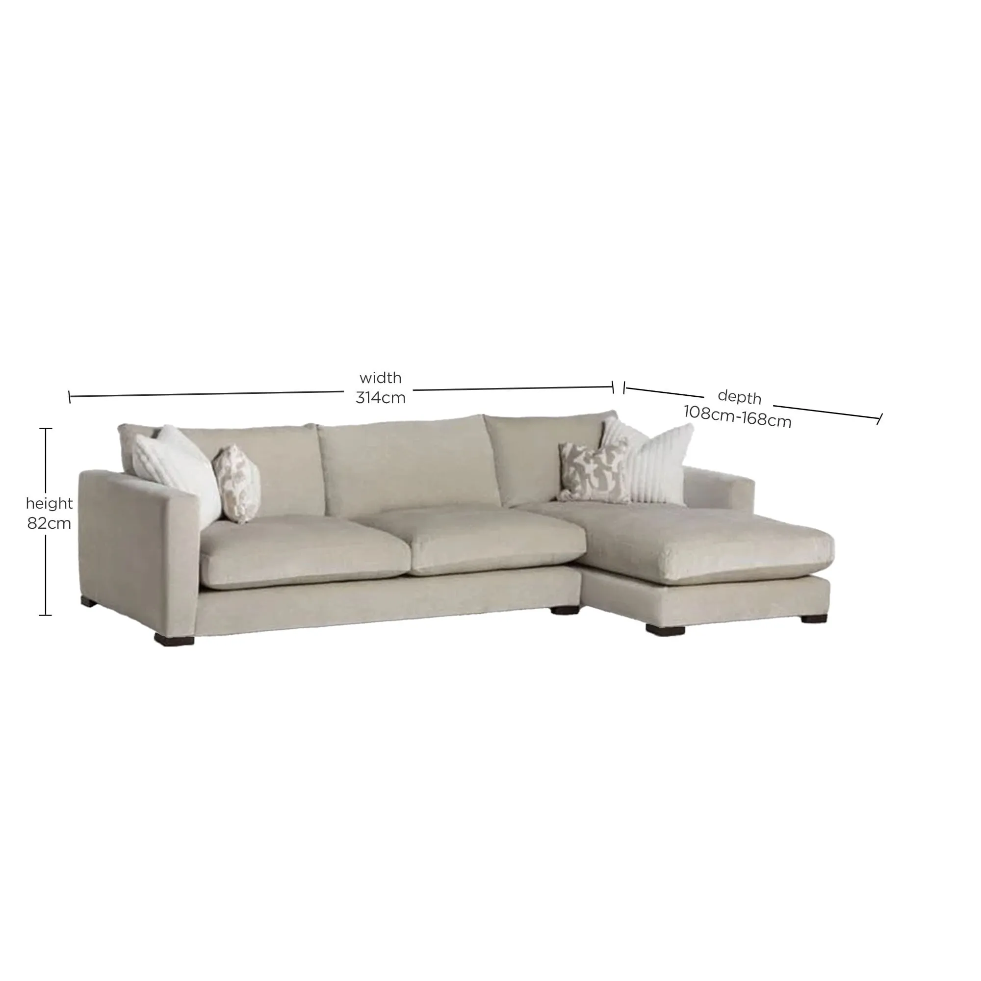 Fontella Large Corner RHF Chaise Sofa - Neutral, Fabric