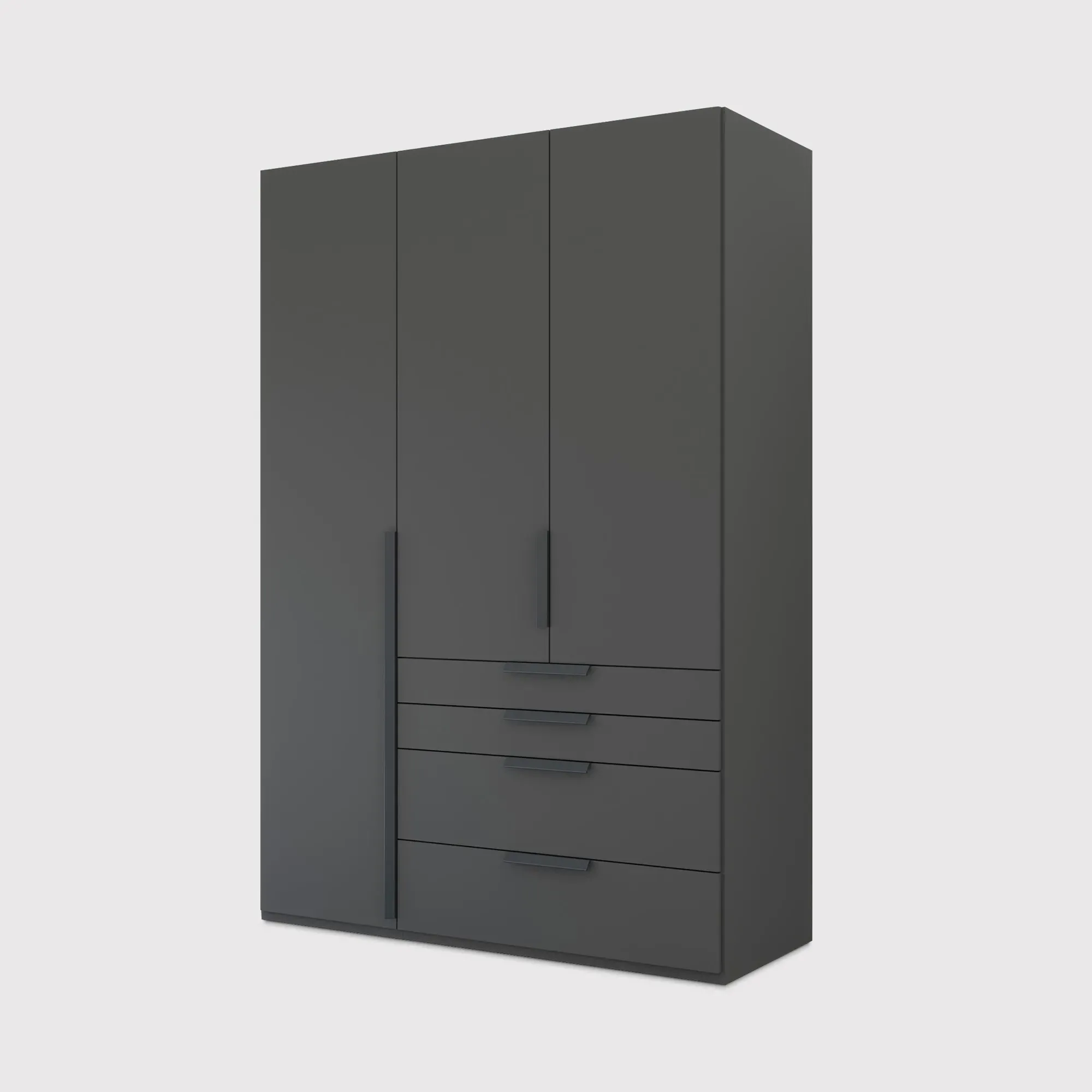 Frans 3 Door 4 Drawer Wardrobe - Black, Engineered Wood