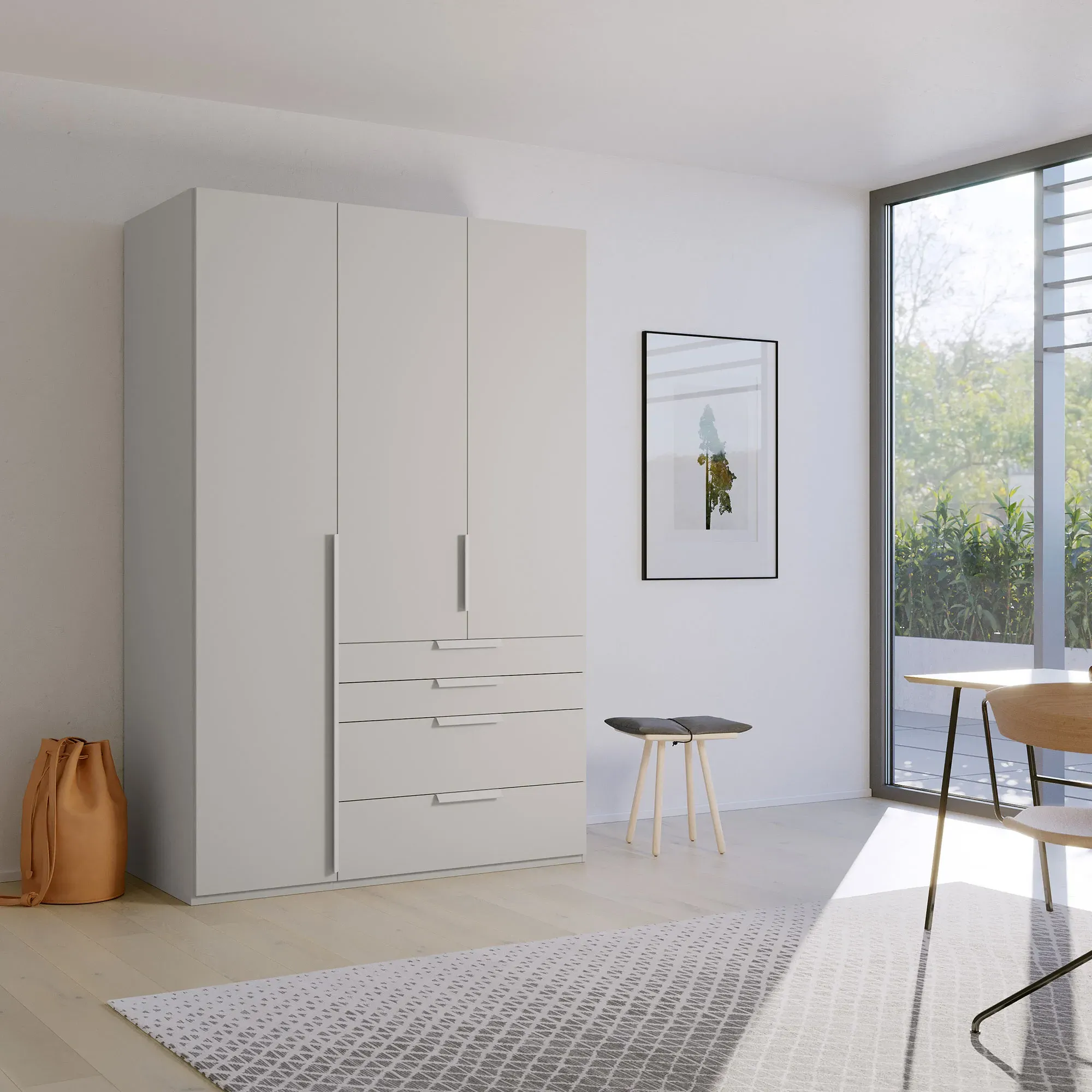 Frans 3 Door 4 Drawer Wardrobe - Grey, Engineered Wood