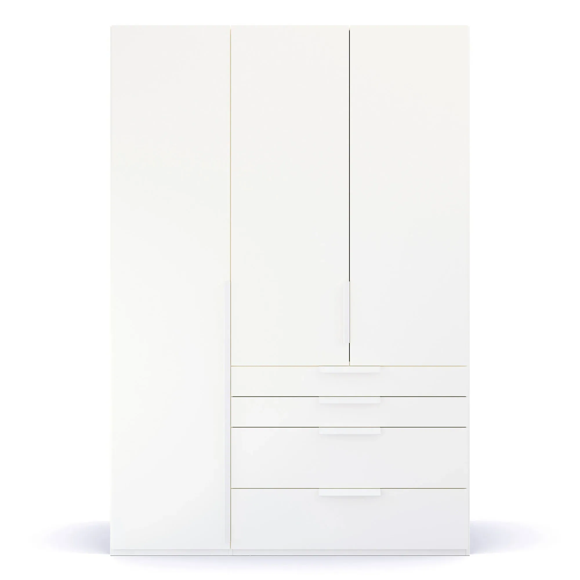 Frans 3 Door 4 Drawer Wardrobe - White, Engineered Wood