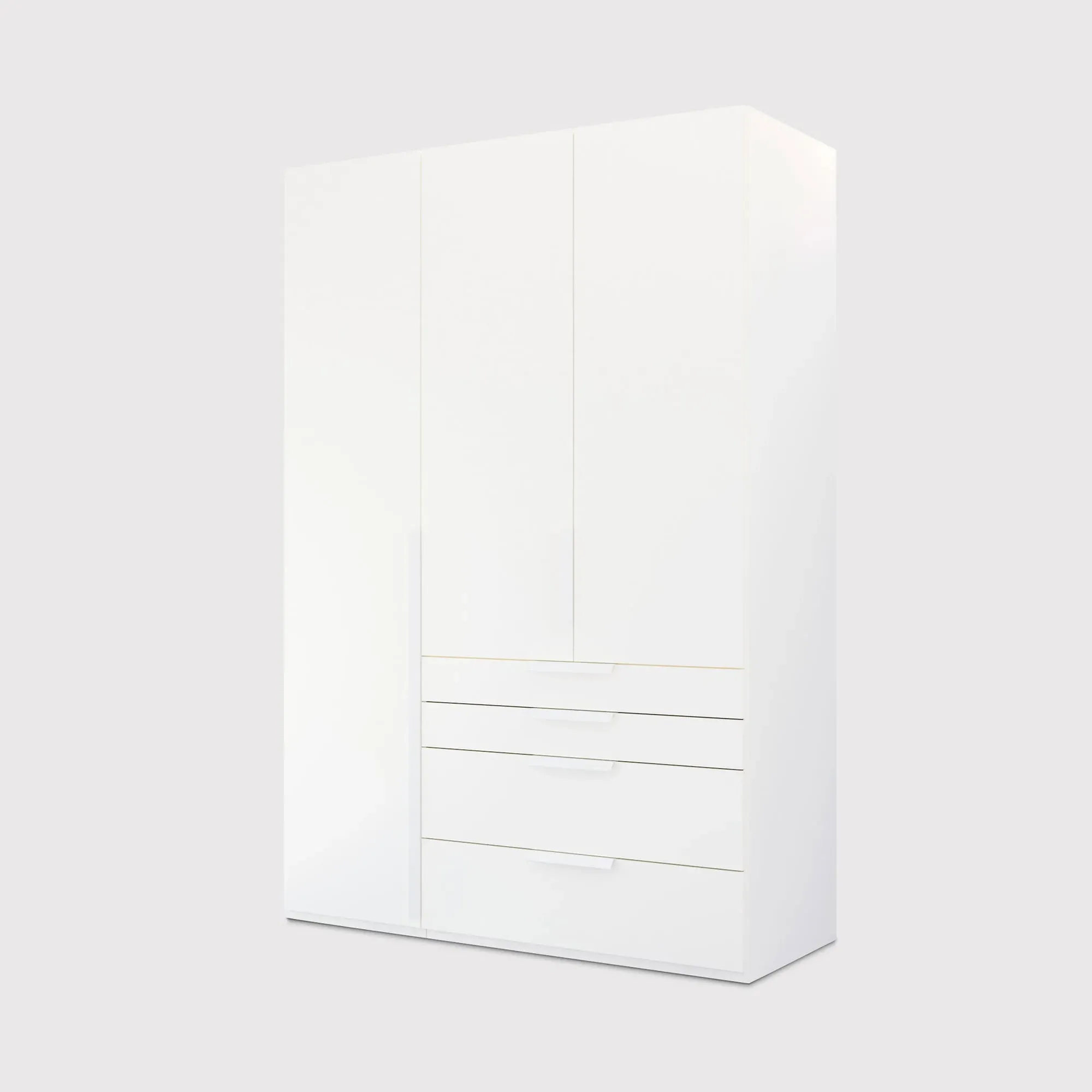 Frans 3 Door 4 Drawer Wardrobe - White, Engineered Wood