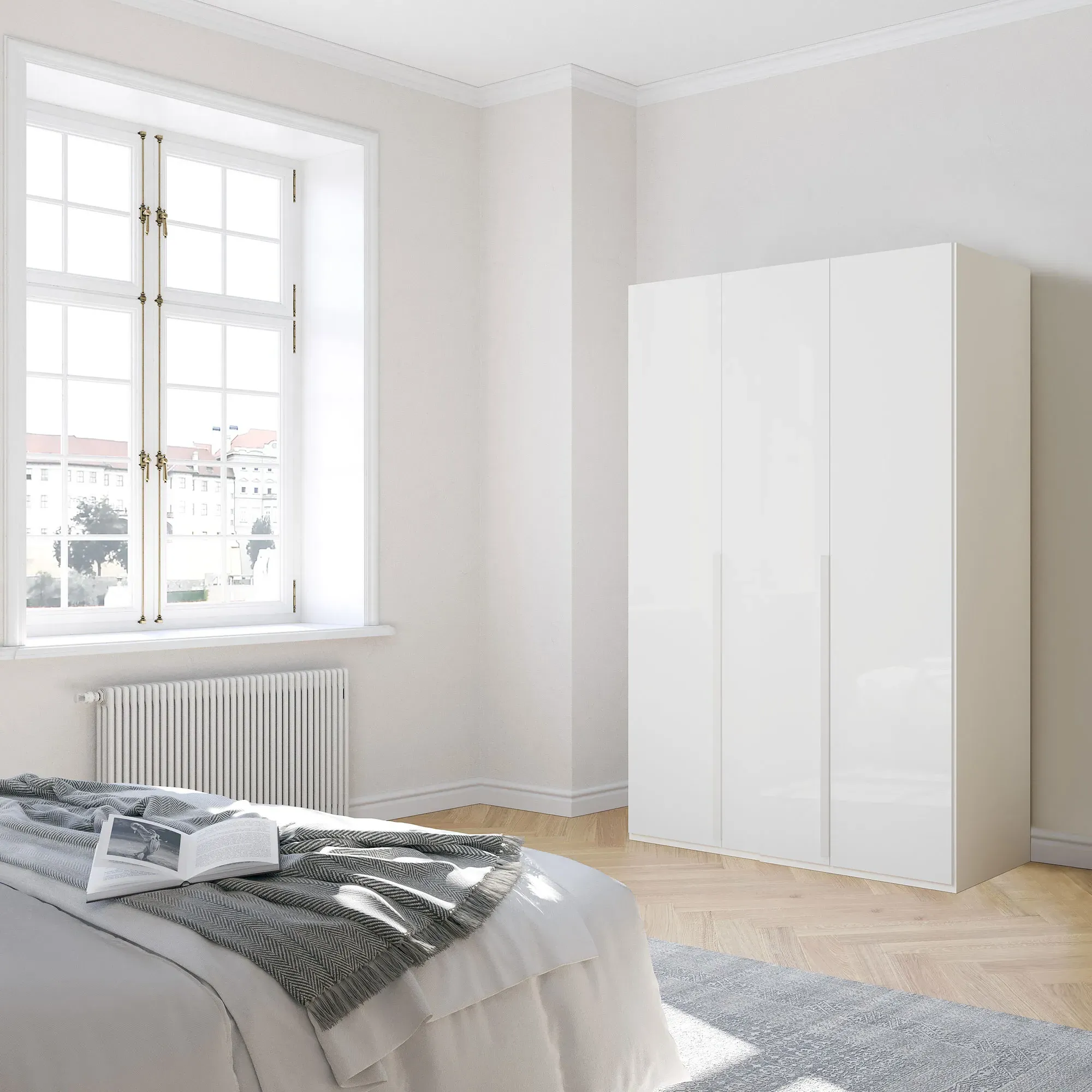 Frans 3 Door Wardrobe - White, Engineered Wood