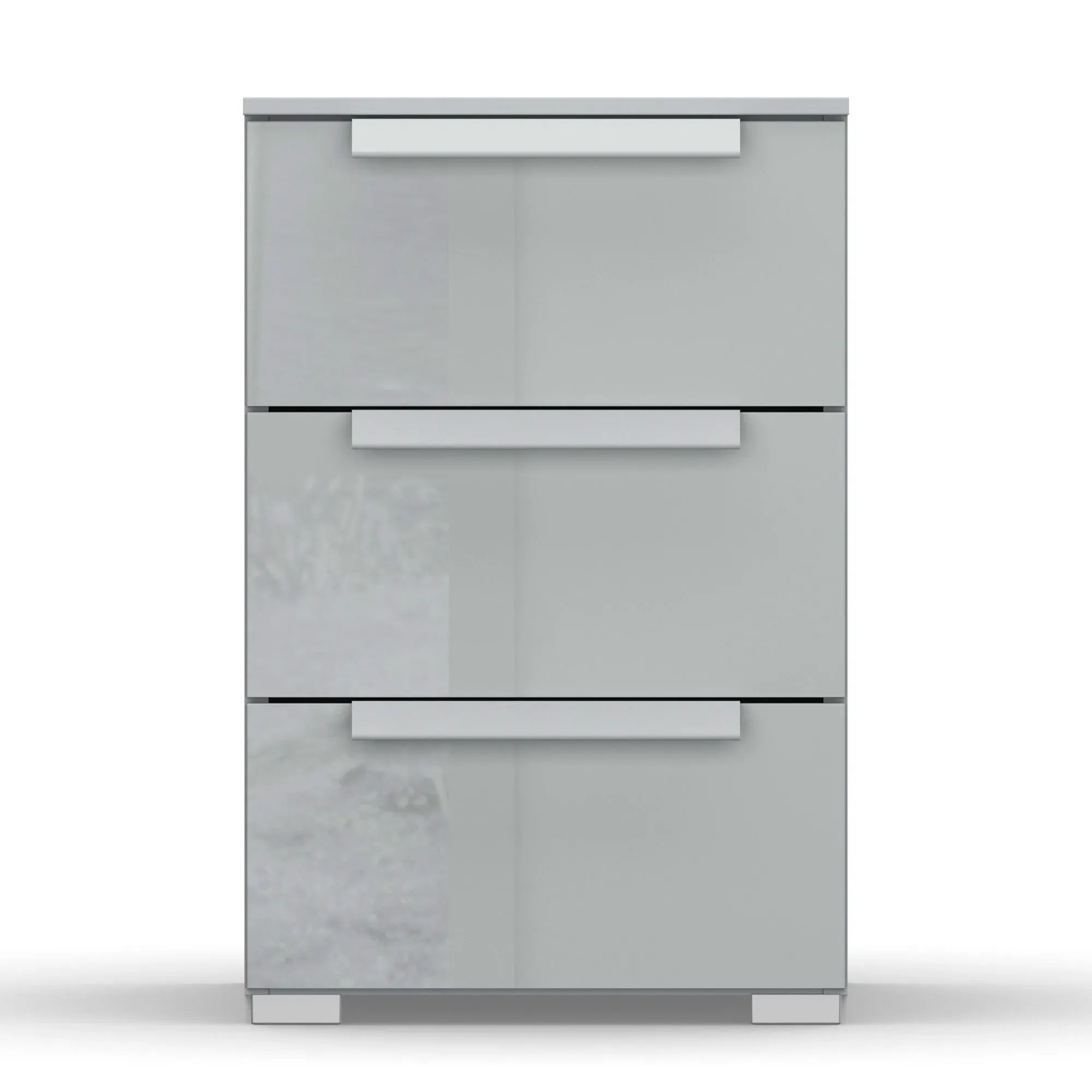 Frans 3 Drawer Bedside Table - Grey, Wood
