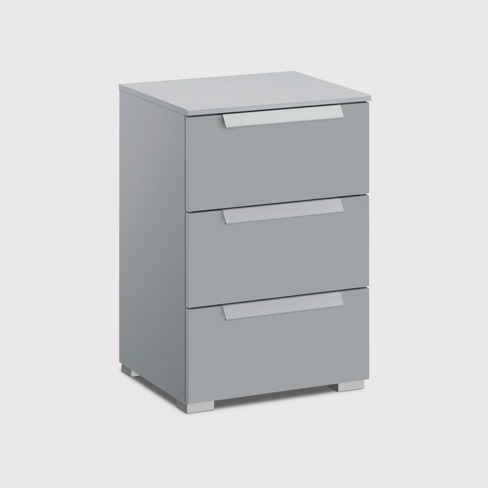 Frans 3 Drawer Bedside Table - Grey, Wood