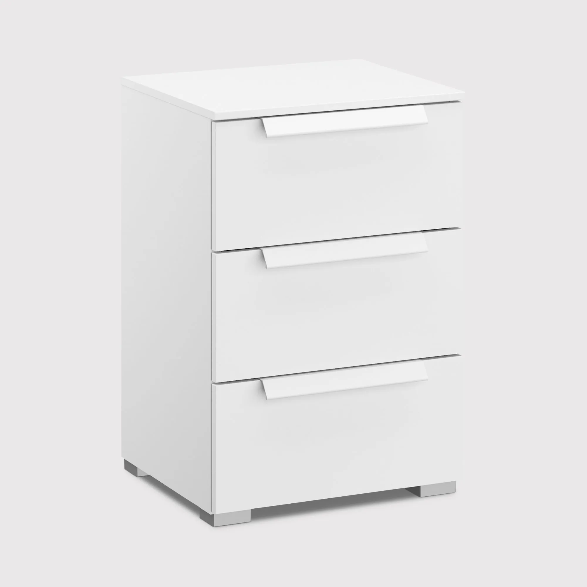 Frans 3 Drawer Bedside Table - White, Wood