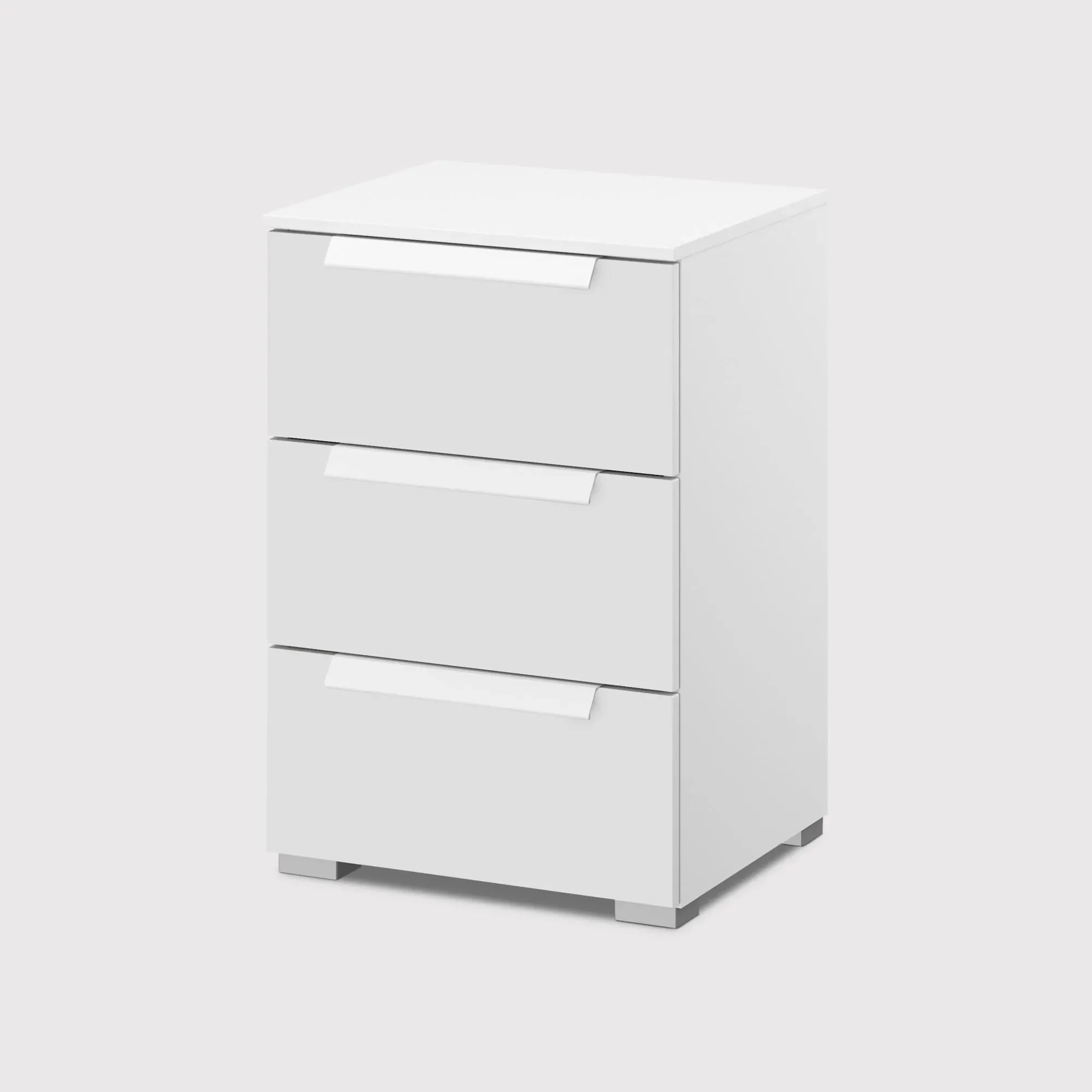 Frans 3 Drawer Bedside Table - White, Wood