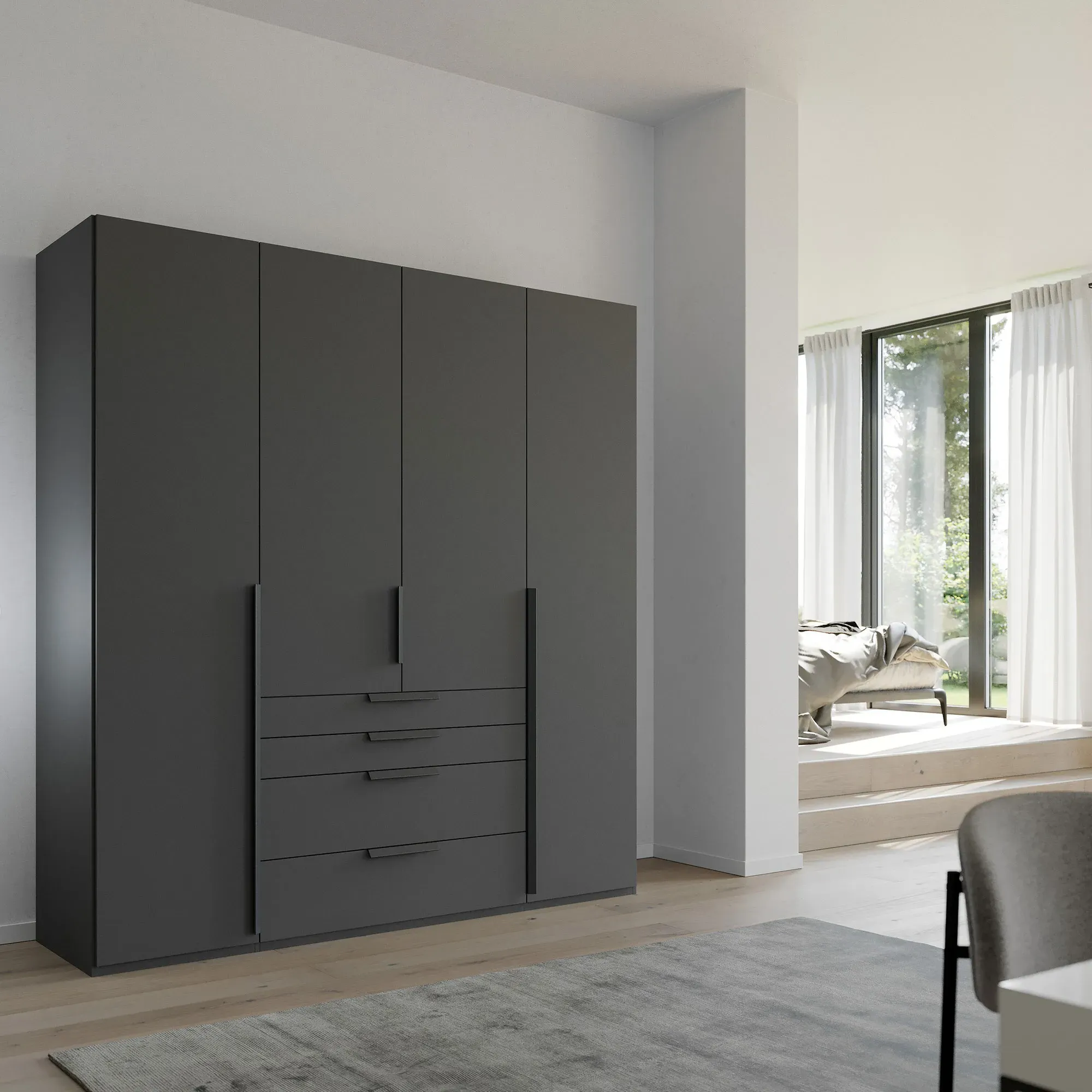 Frans 4 Door 4 Drawer Wardrobe - Black