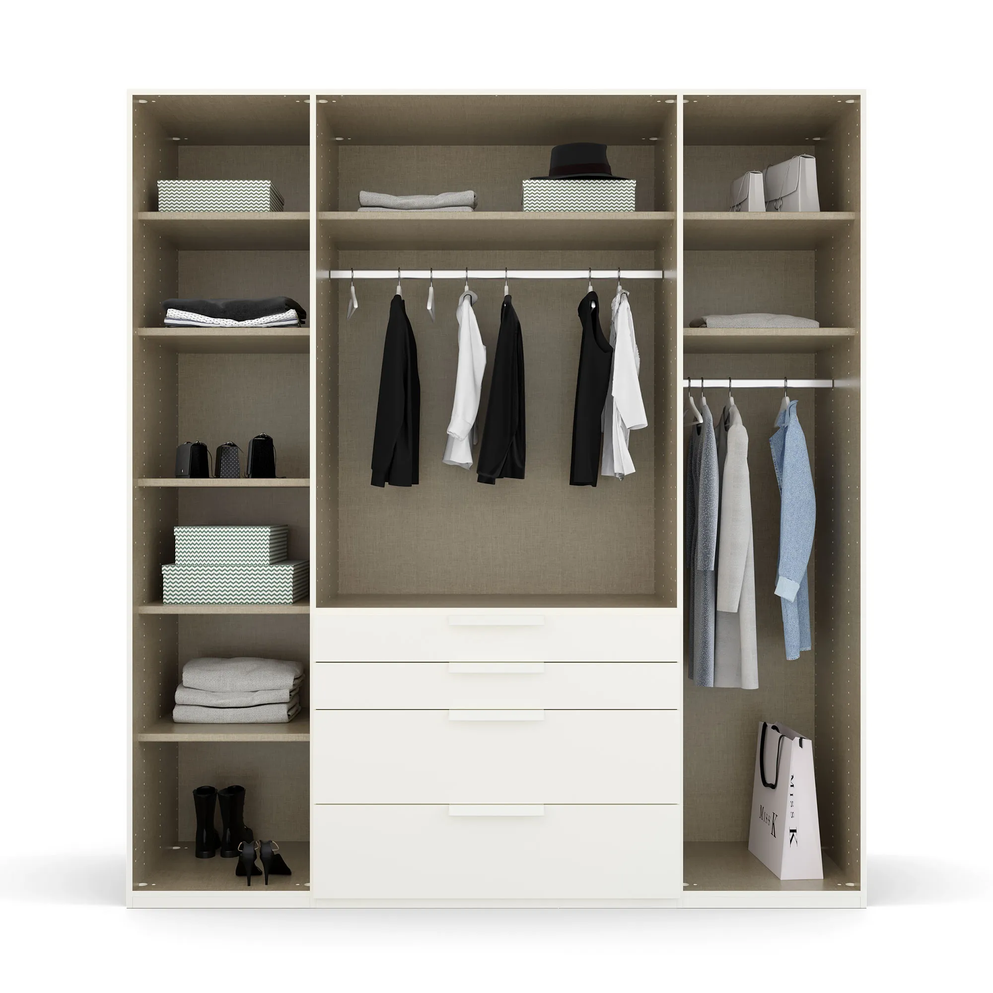Frans 4 Door 4 Drawer Wardrobe - White