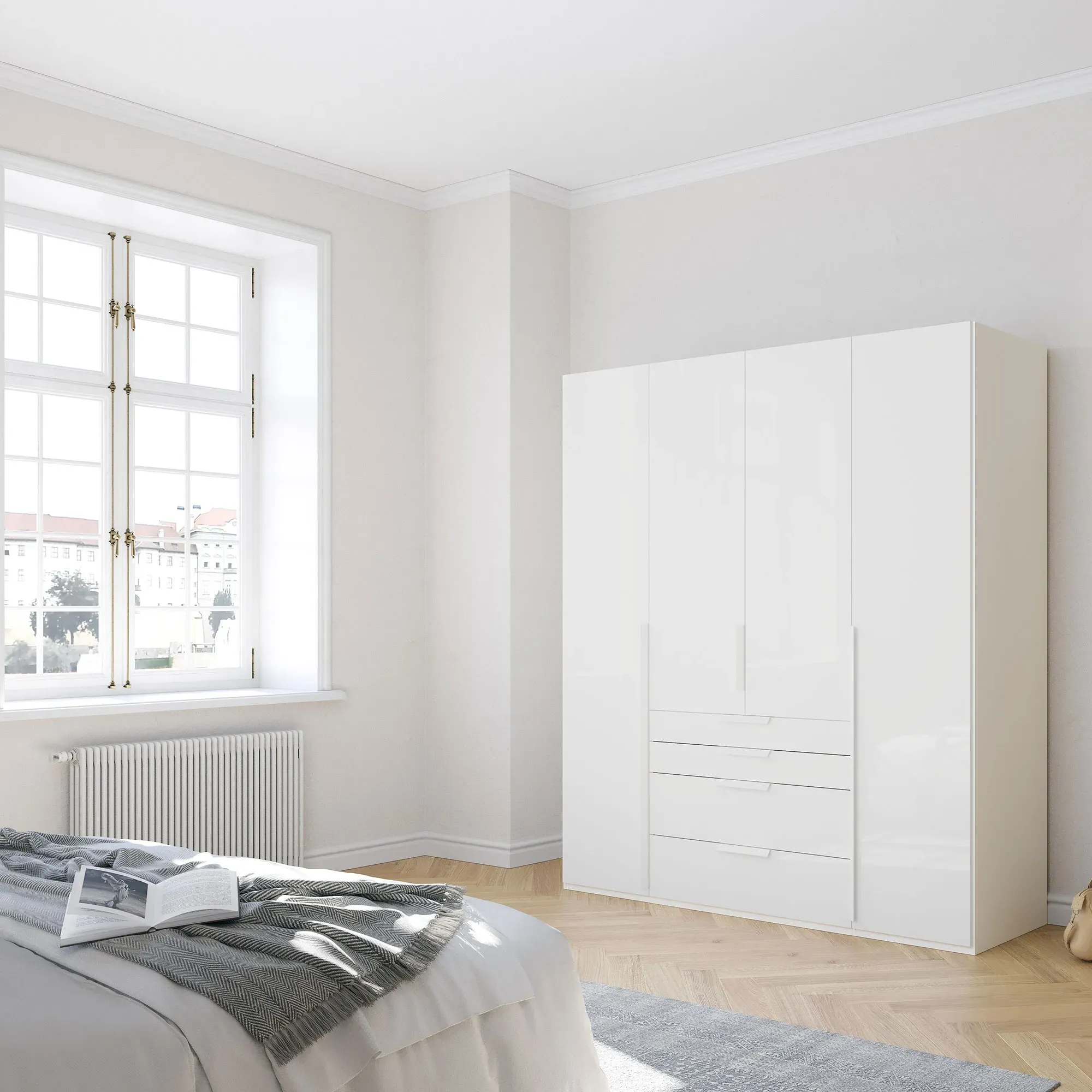 Frans 4 Door 4 Drawer Wardrobe - White