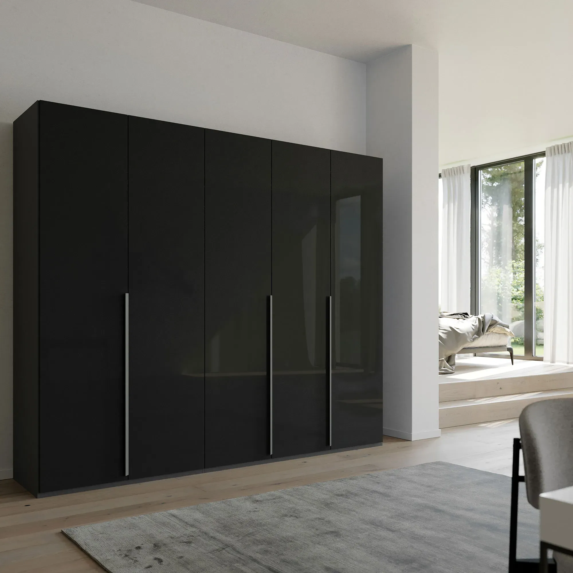 Frans 5 Door Wardrobe - Black