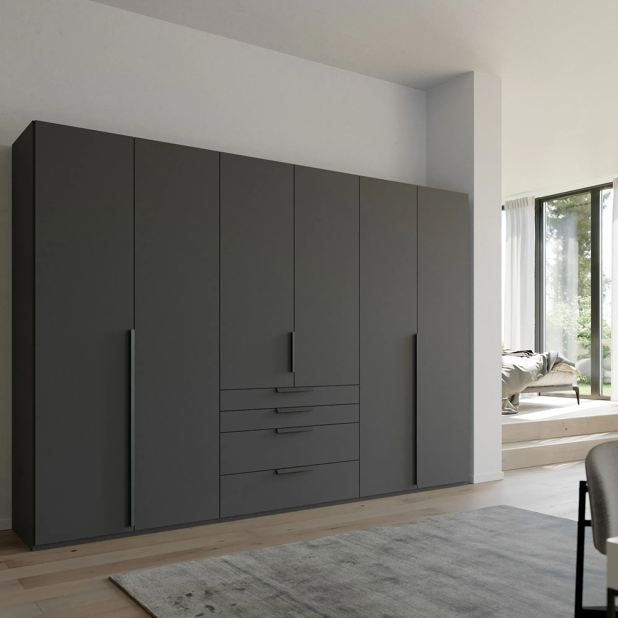 Frans 6 Door 4 Drawer Wardrobe - Black