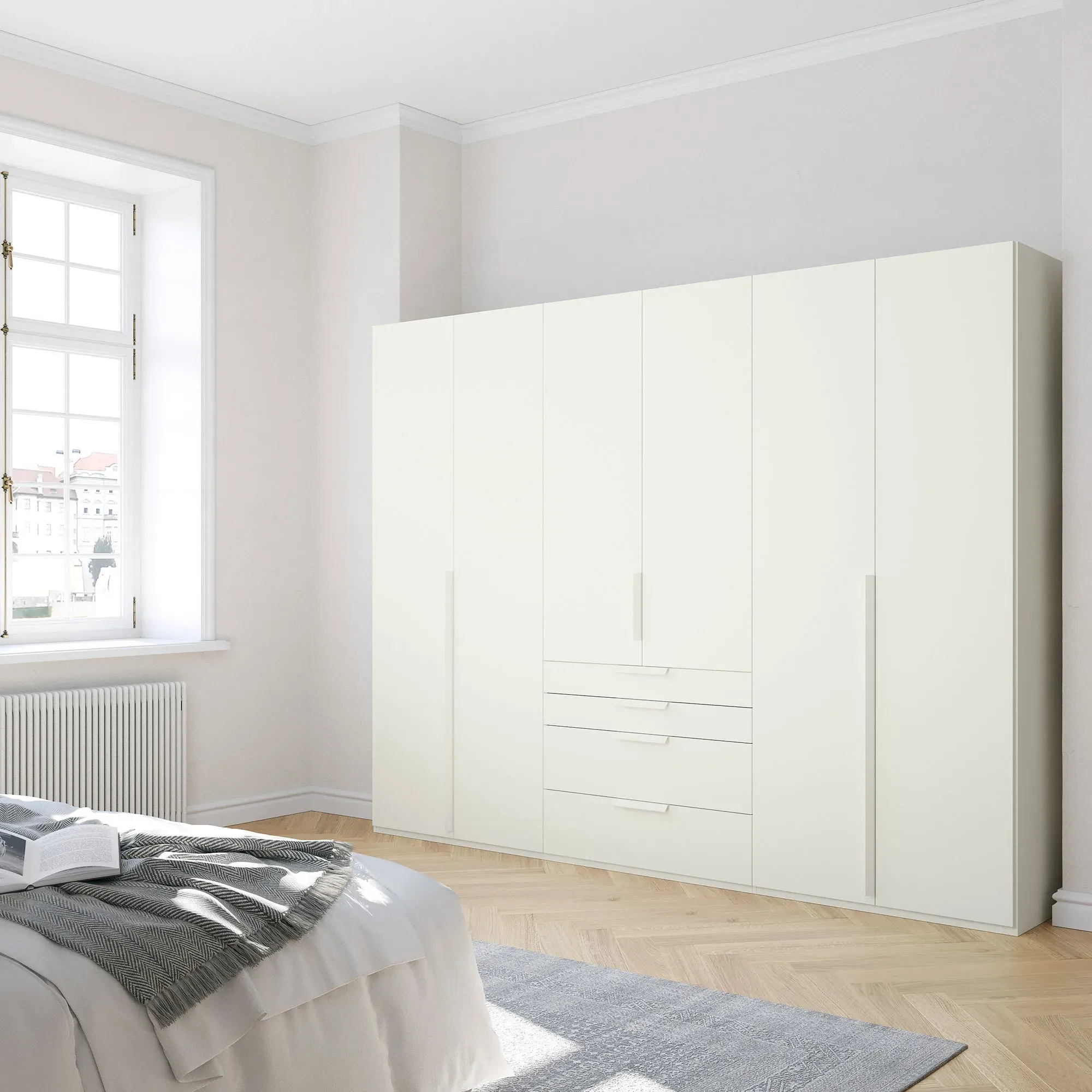 Frans 6 Door 4 Drawer Wardrobe - White