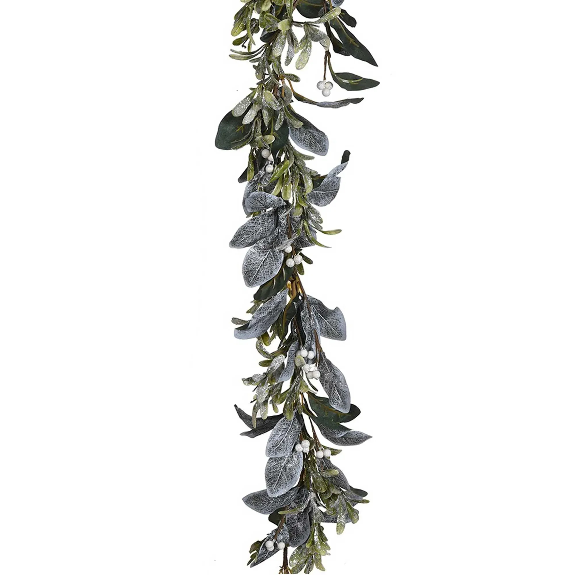 Frosted Laurel & Mistletoe Garland - Green, Plastic image