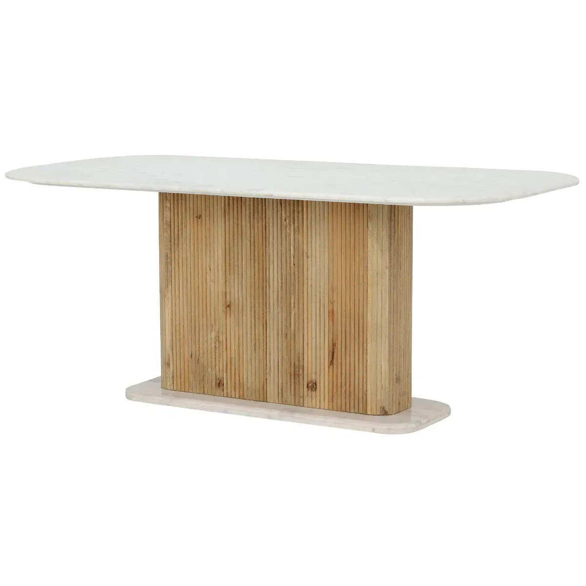 Fuji 180cm Dining Set with 4 Semeru Chairs - Neutral, Marble