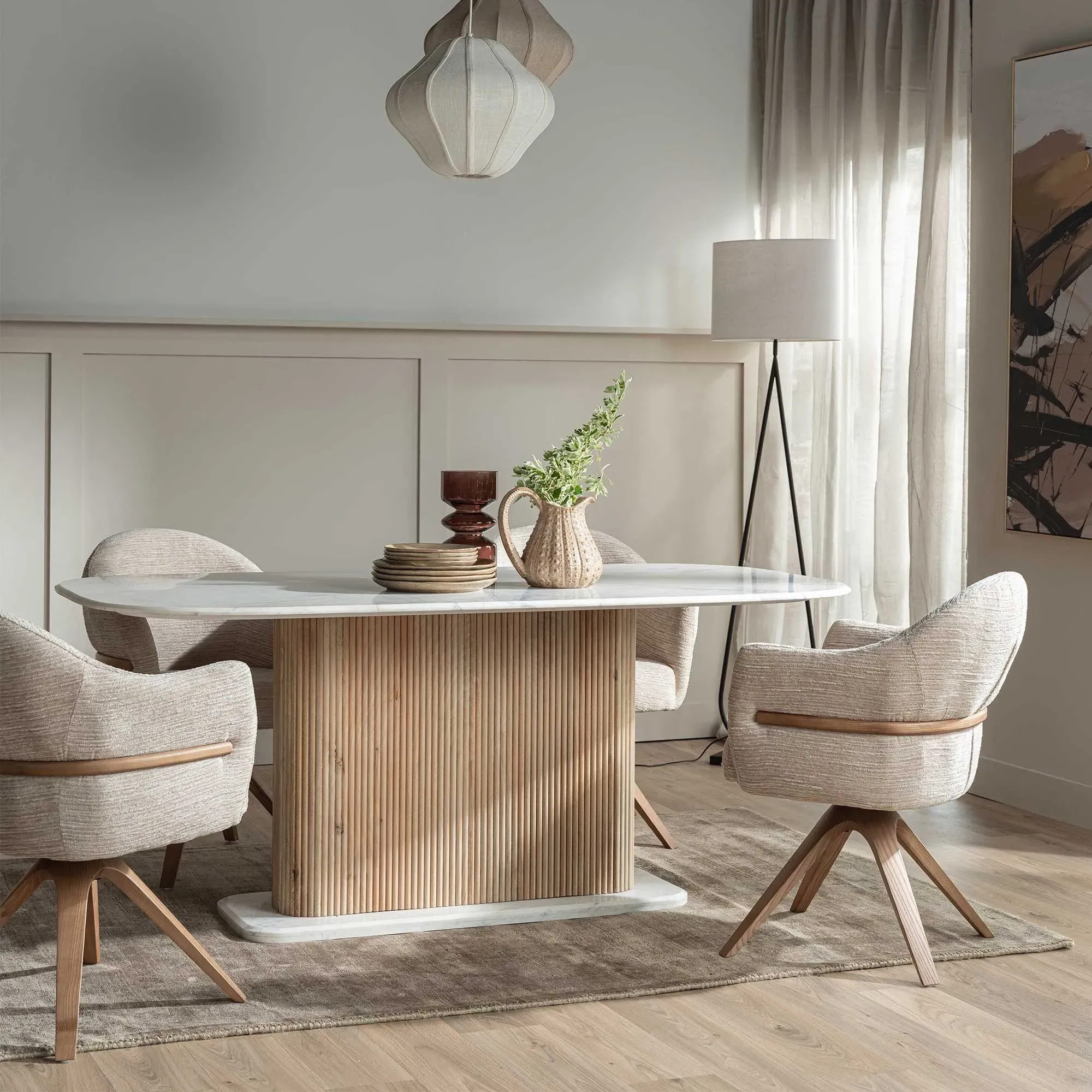 Fuji 180cm Dining Table - Neutral, Marble