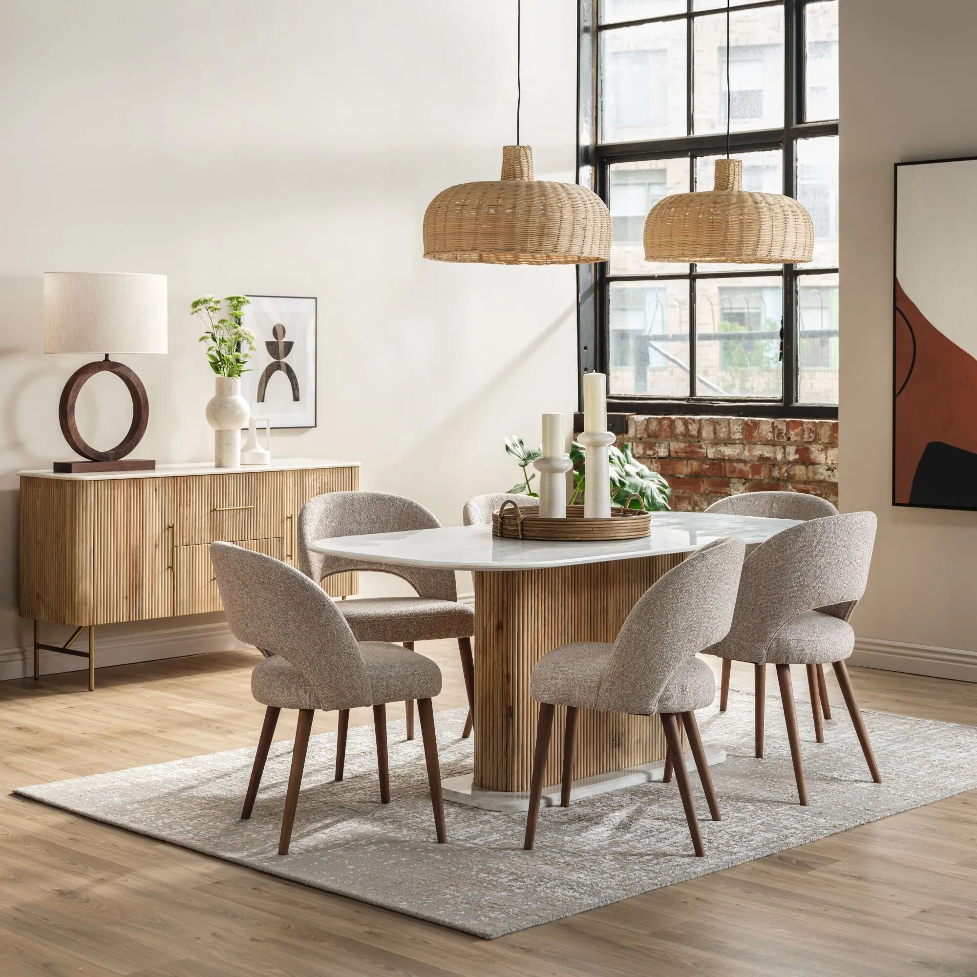 Fuji 180cm Dining Table - Neutral, Marble