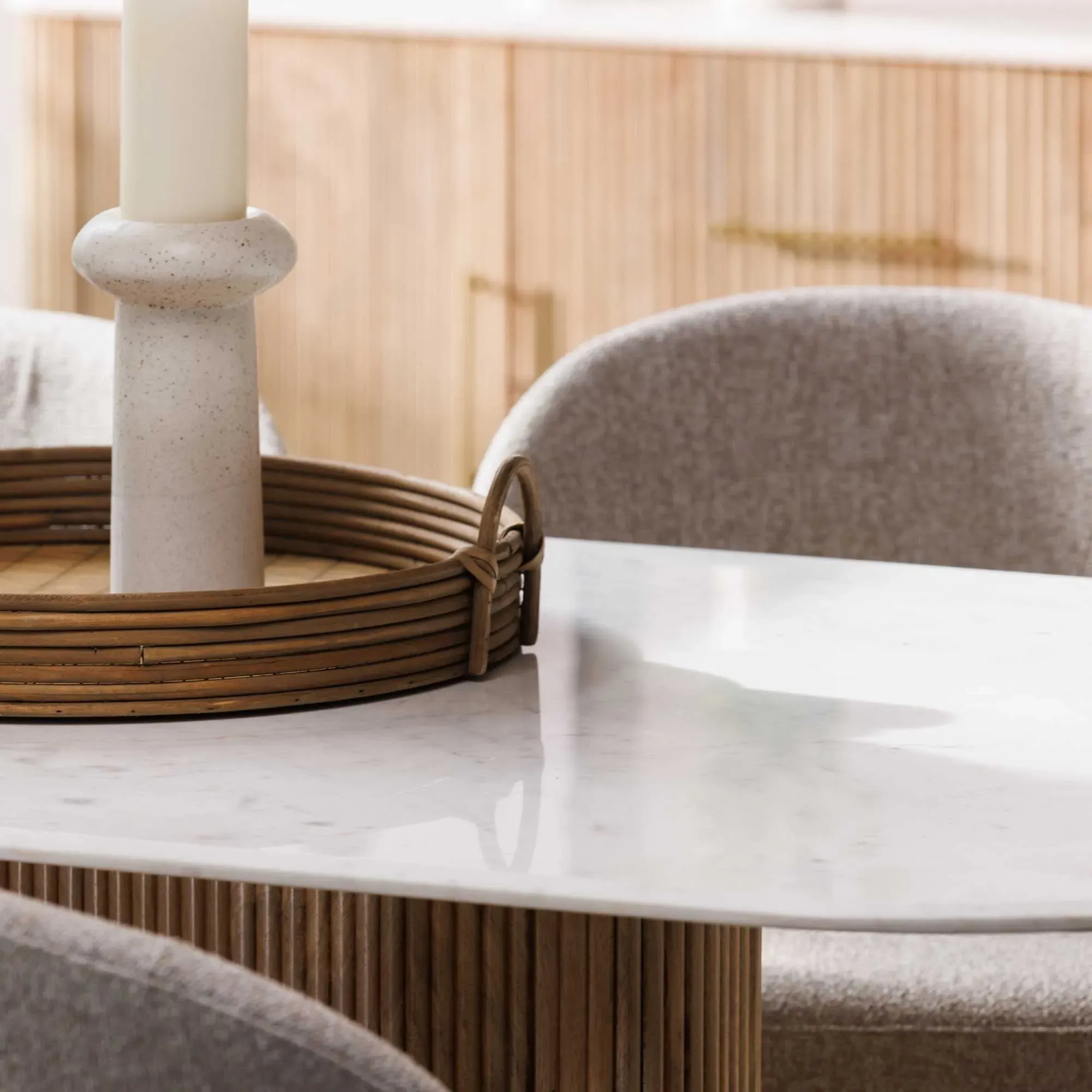 Fuji 180cm Dining Table - Neutral, Marble