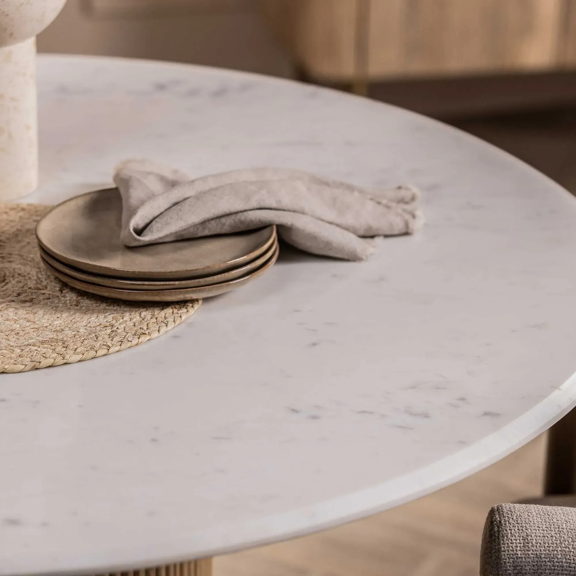 Fuji Round Table - Neutral, Marble