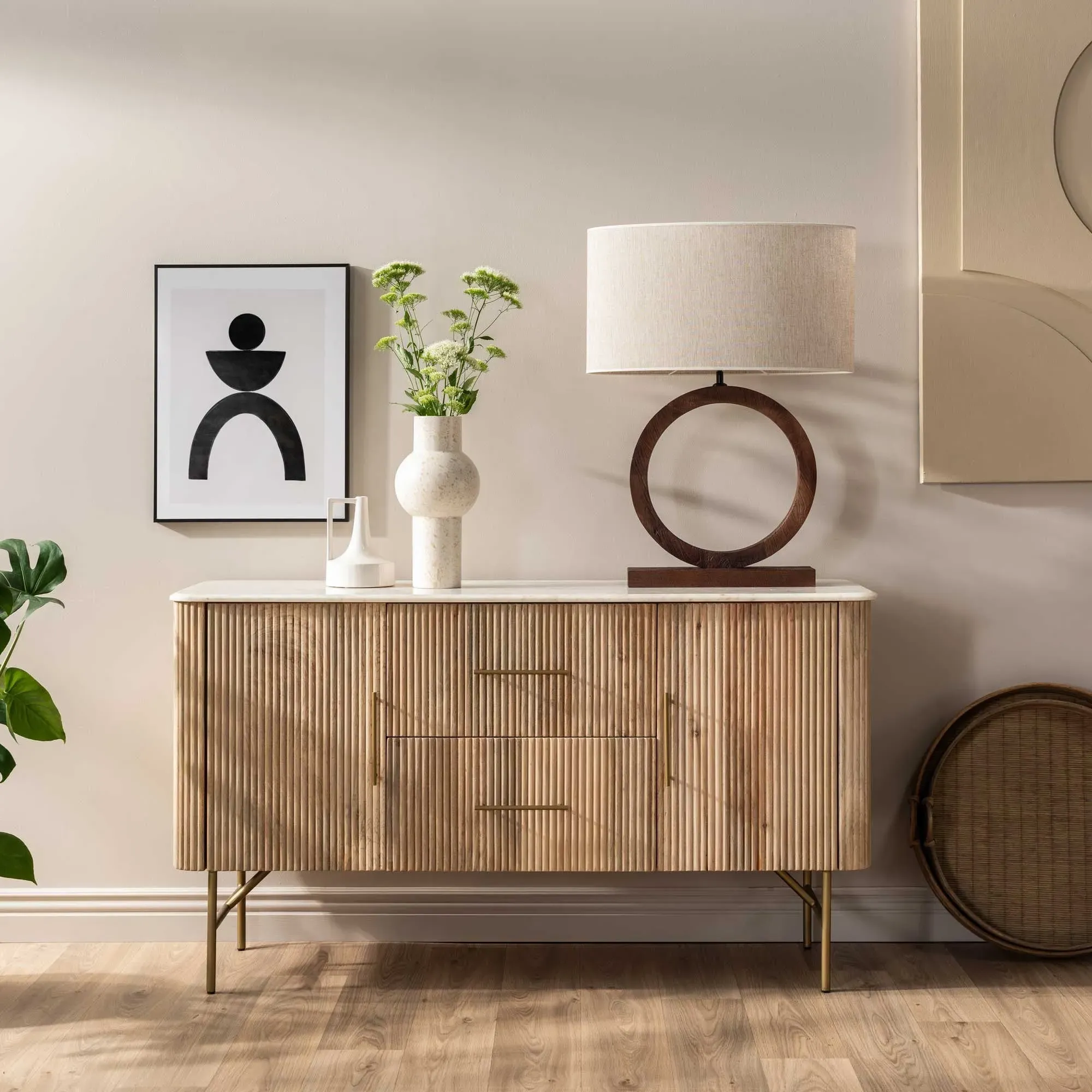 Fuji Sideboard with Storage - Neutral, Mango Wood