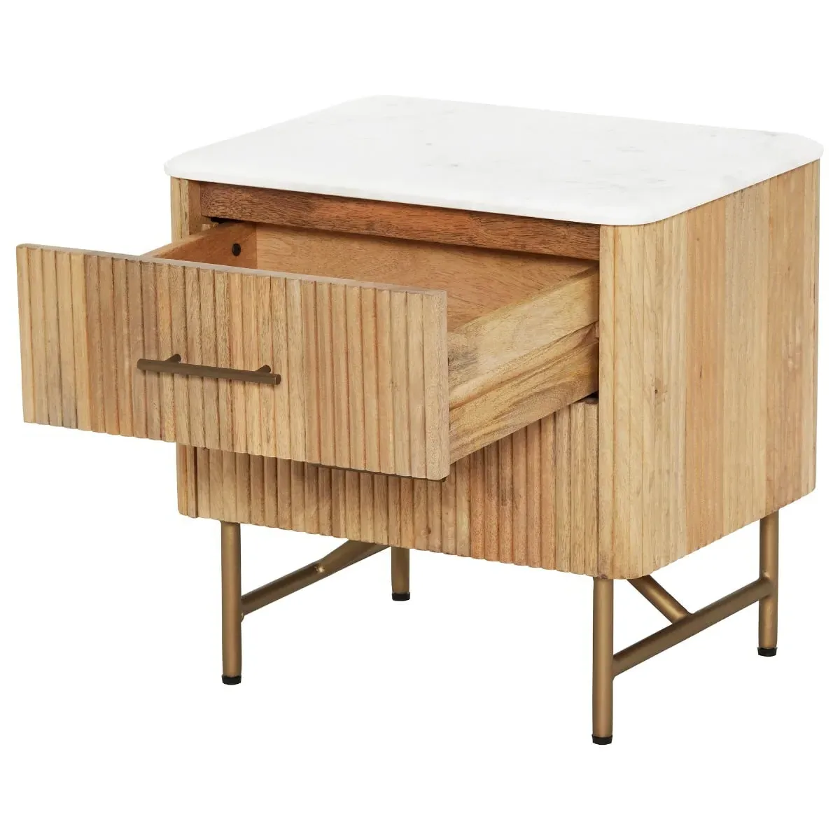 Fuji Small Bedside Table - Neutral, Marble