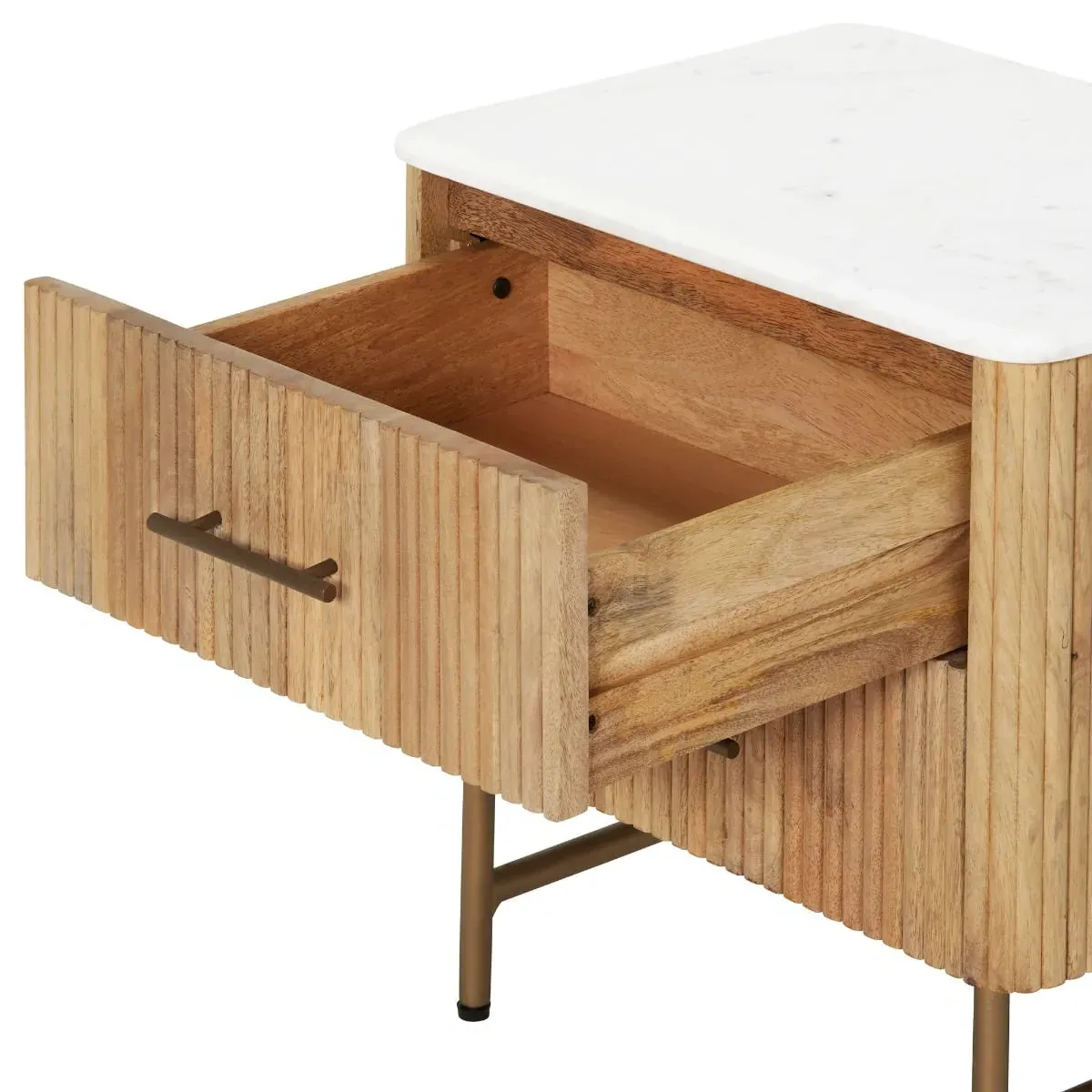 Fuji Small Bedside Table - Neutral, Marble