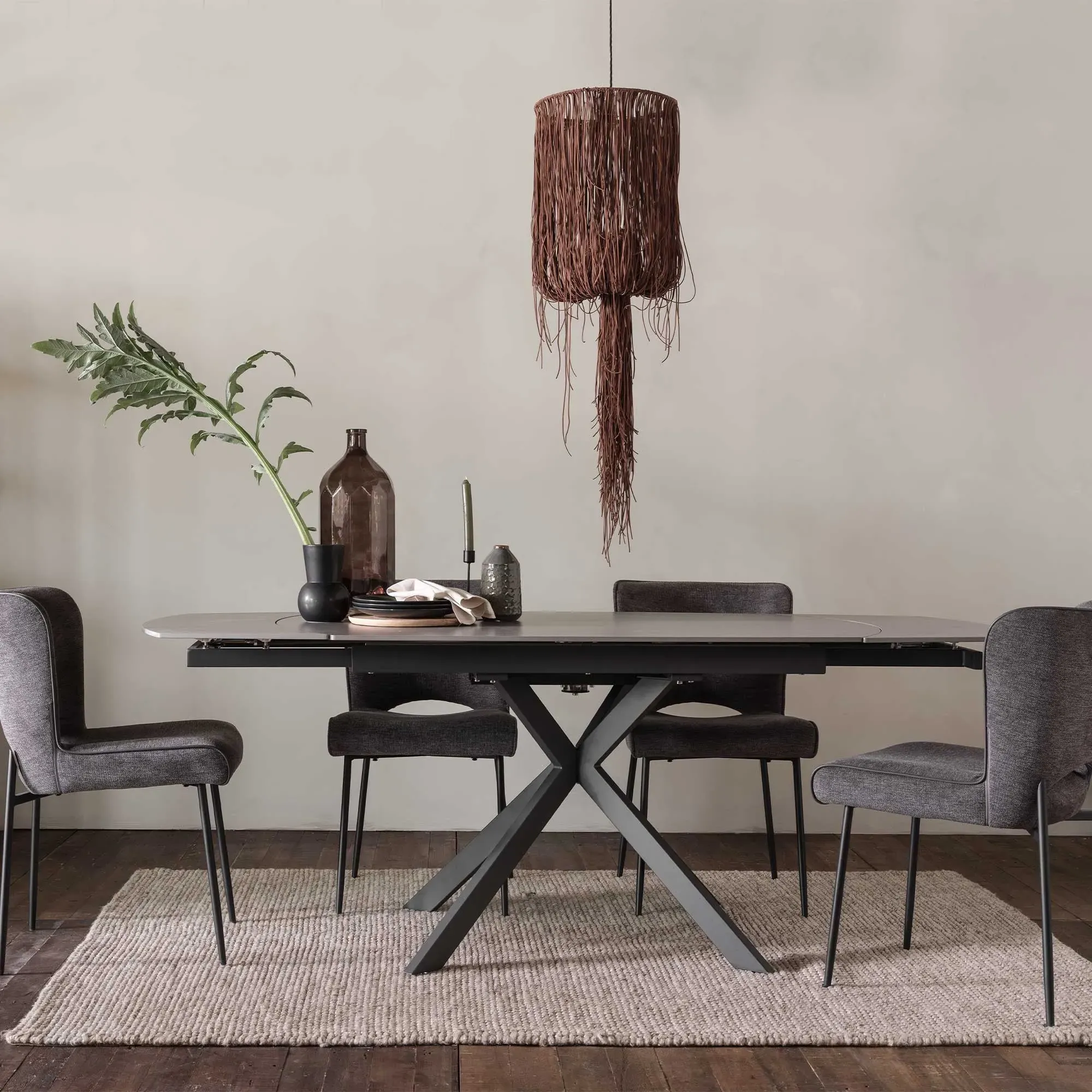 Galini Dining Chair - Dark Grey, Fabric
