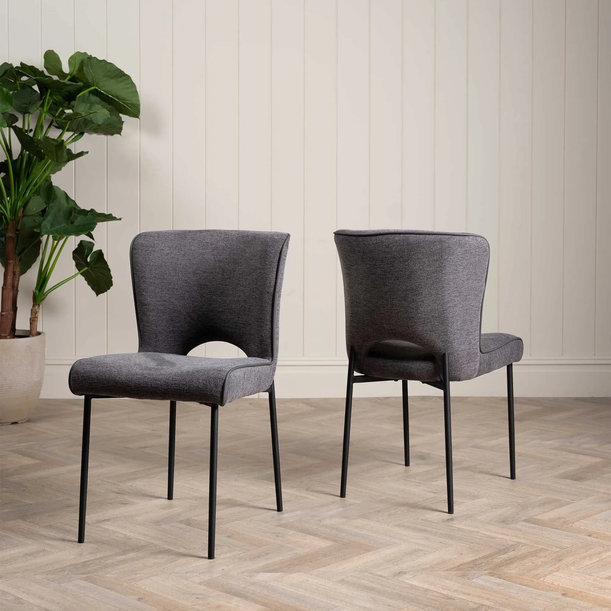 Galini Dining Chair - Dark Grey, Fabric image