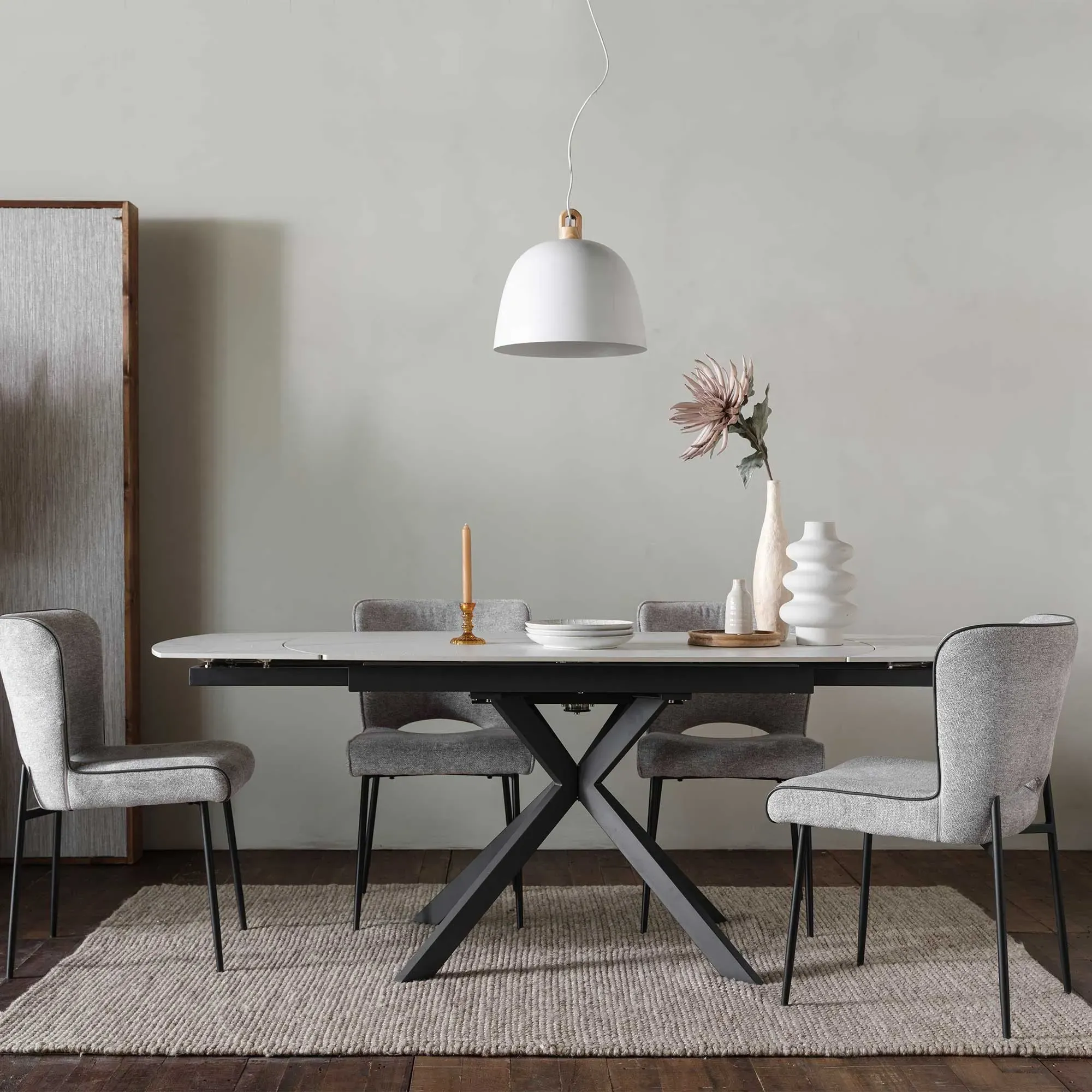 Galini Dining Chair - Light Grey, Fabric