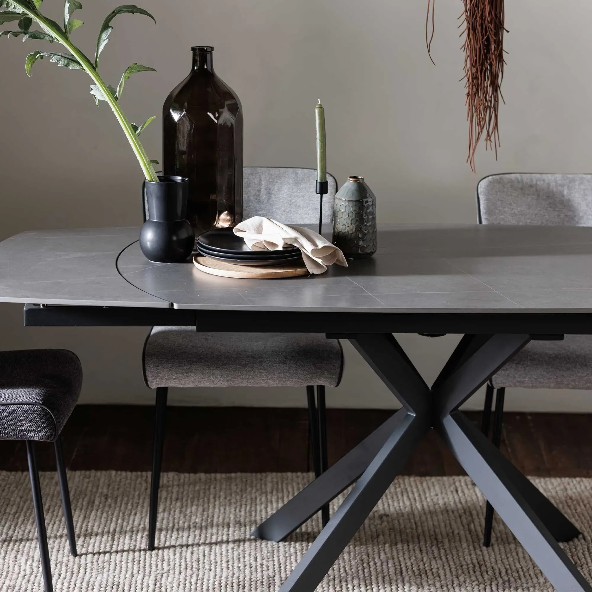 Galini Stone Extendable Dining Table - Grey