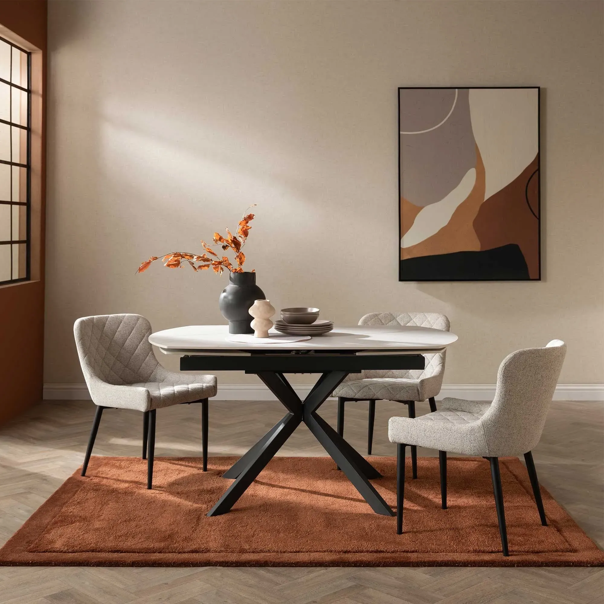 Galini Stone Extendable Dining Table - White