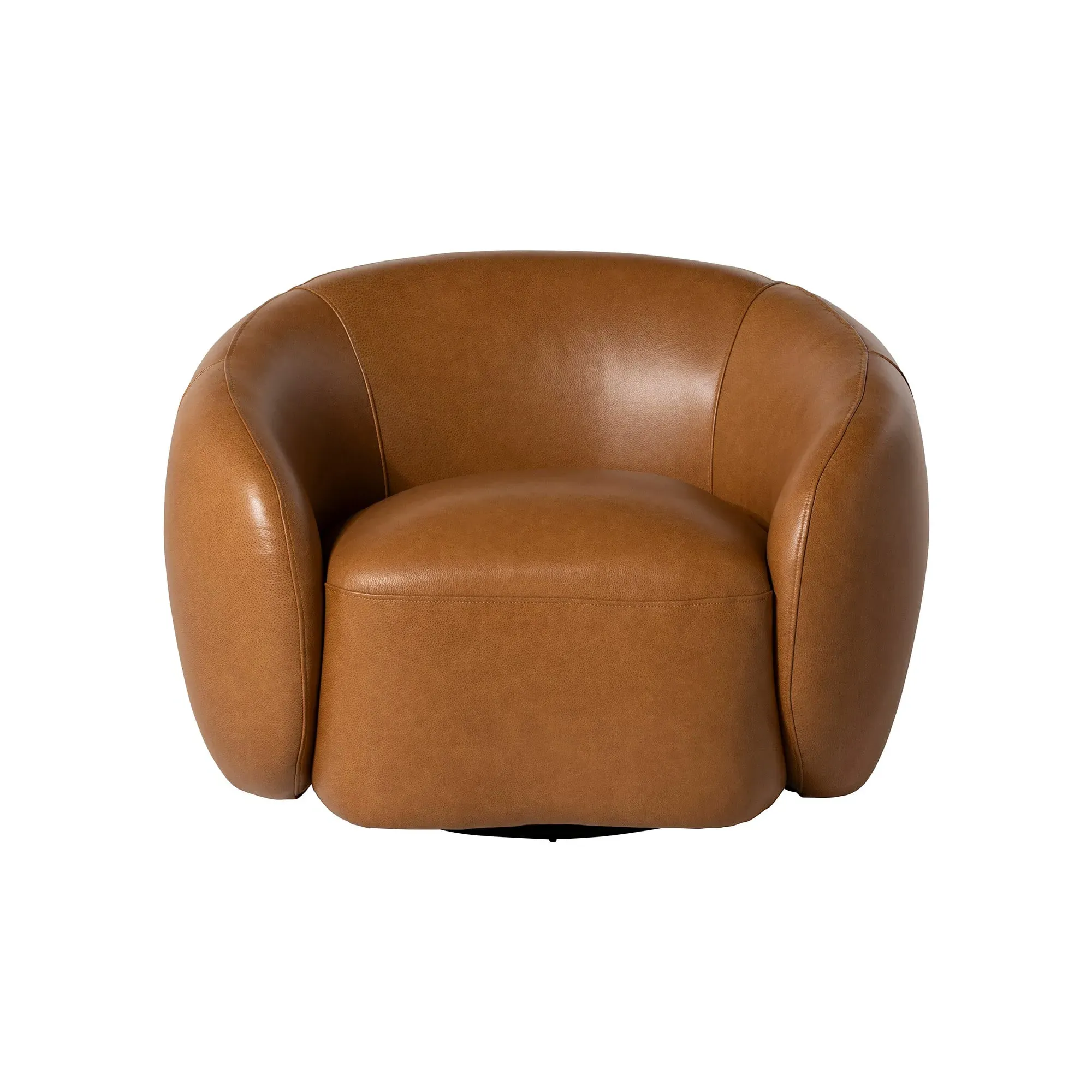 Gardin Swivel Armchair - Brown, Leather