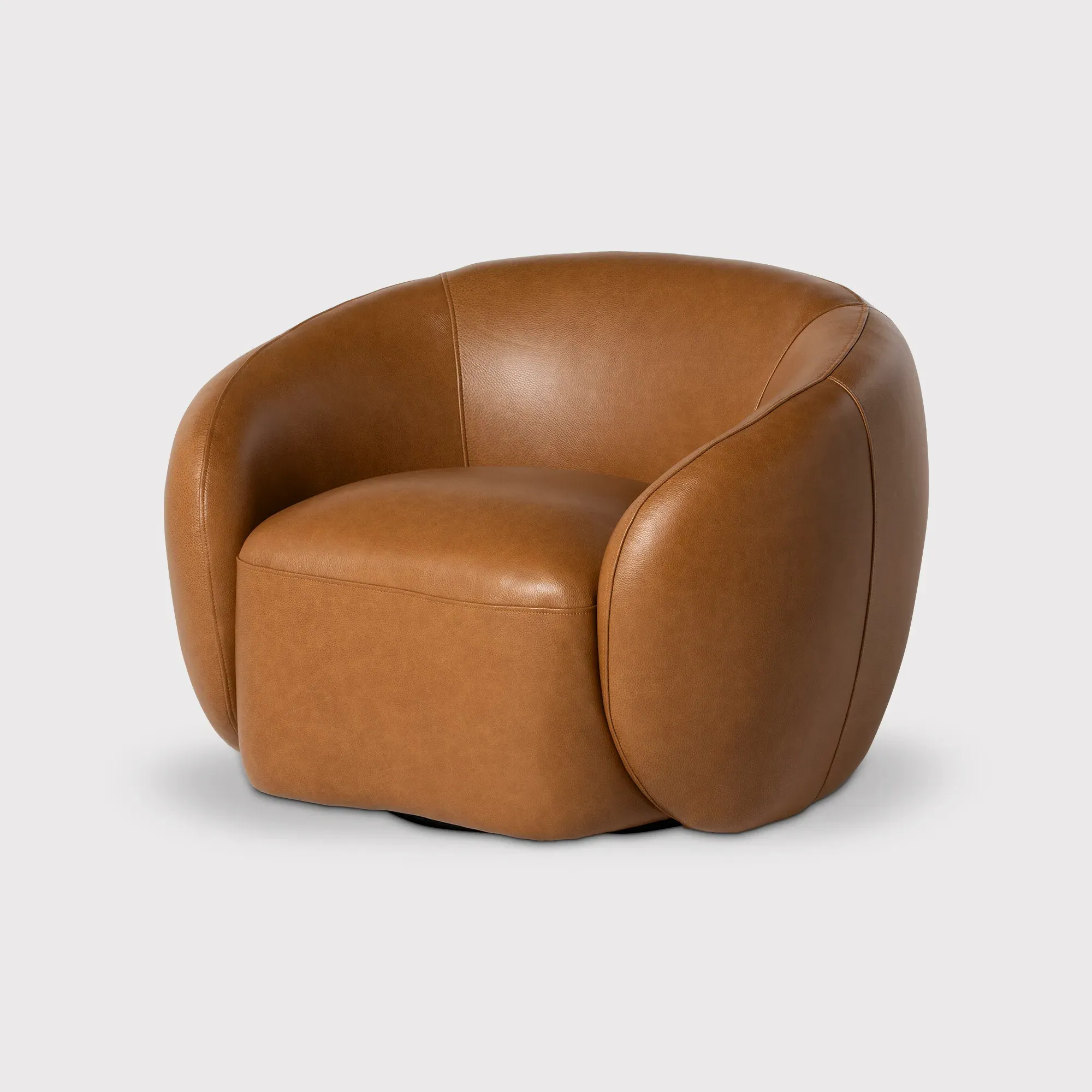 Gardin Swivel Armchair - Brown, Leather image