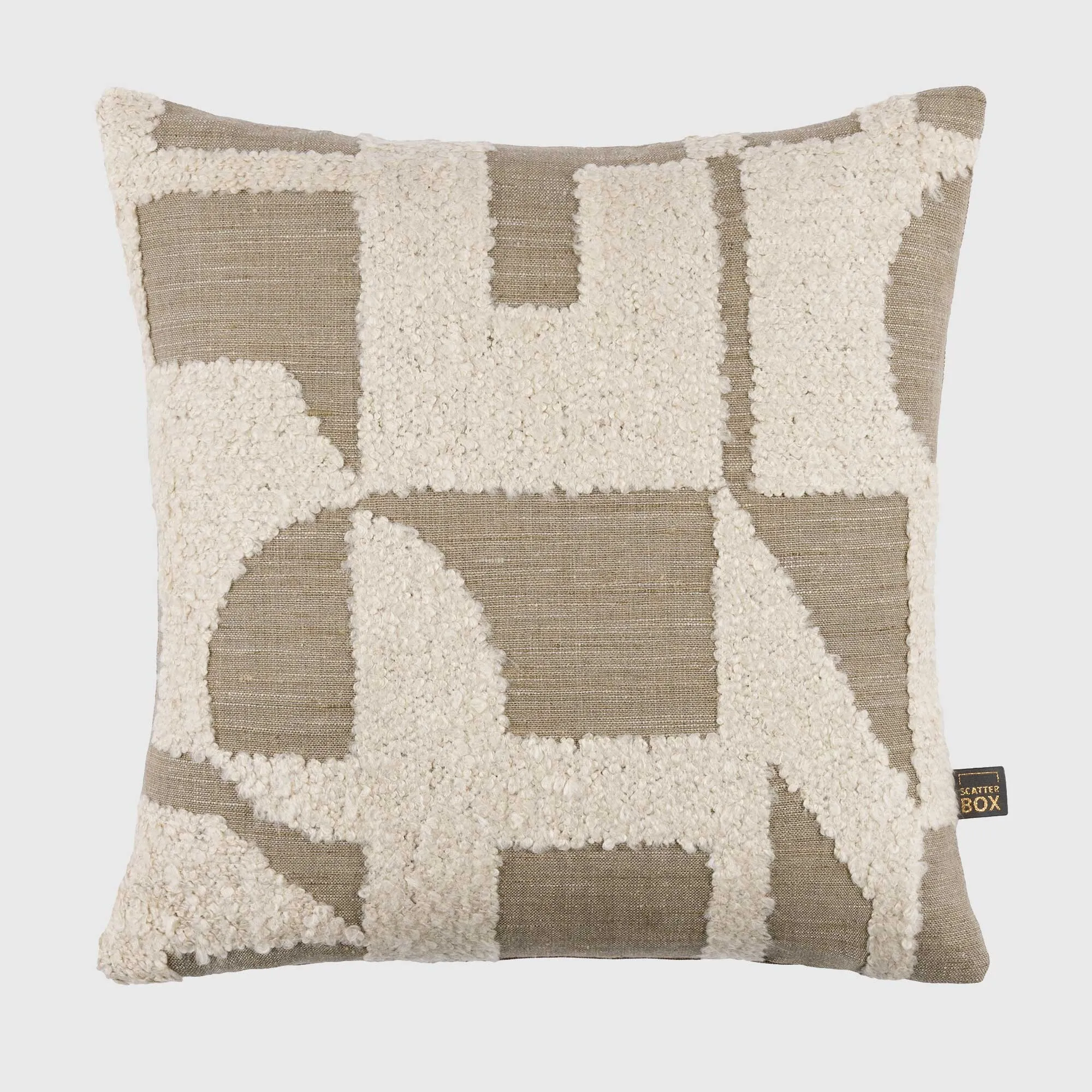 Geometric Boucle Square Cushion - Neutral, Polyester