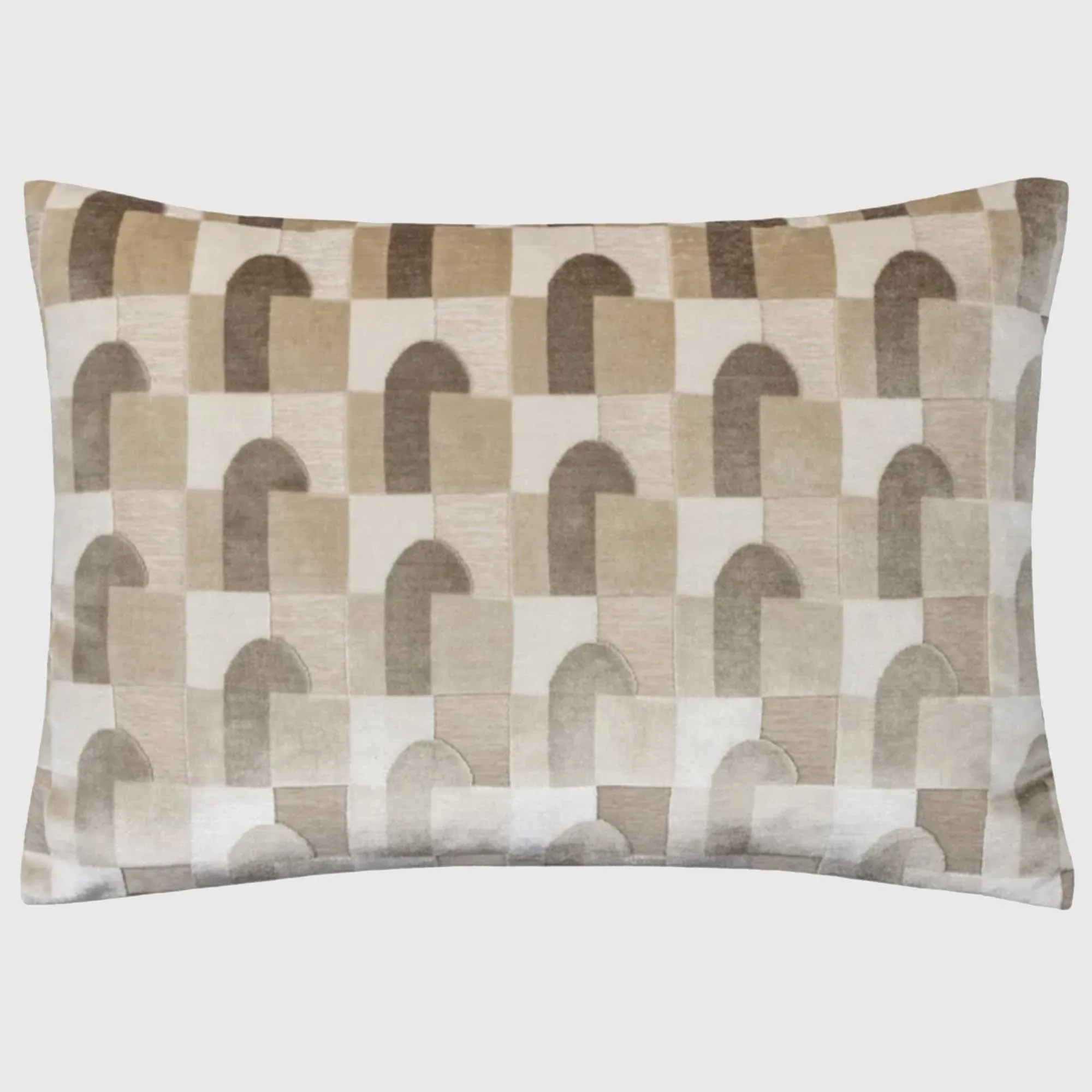 Geometric Velvet Square Cushion - Neutral, Polyester image