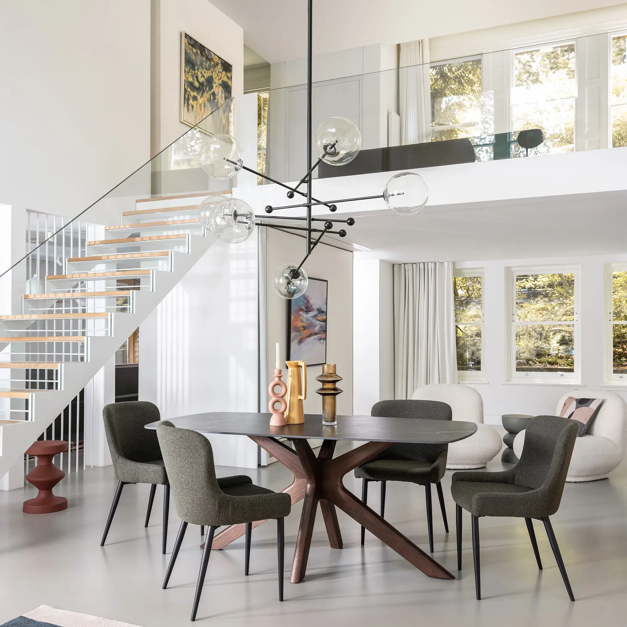 Glass Ball Pendant Light - Black