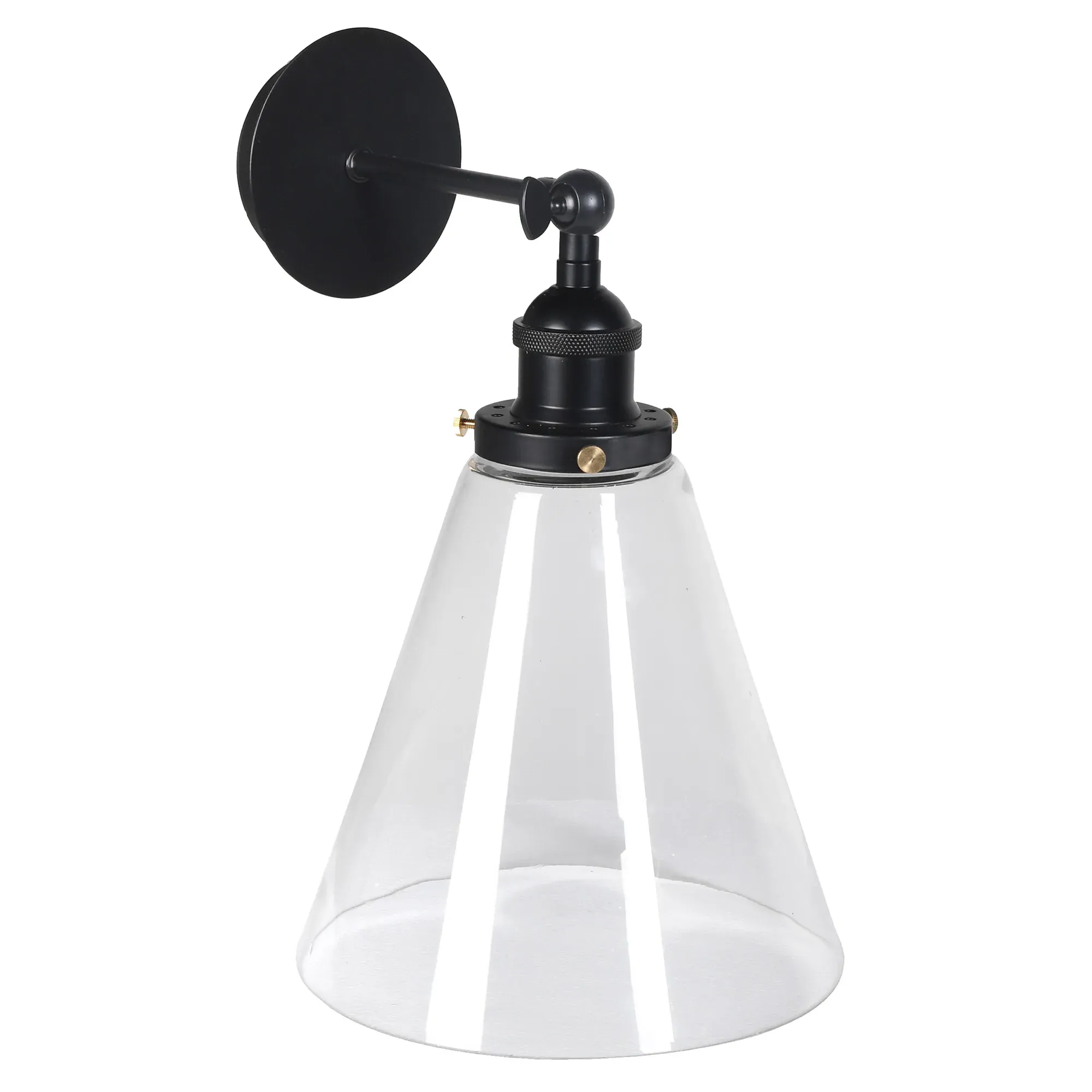Glass Cone Wall Light - Black, Iron image