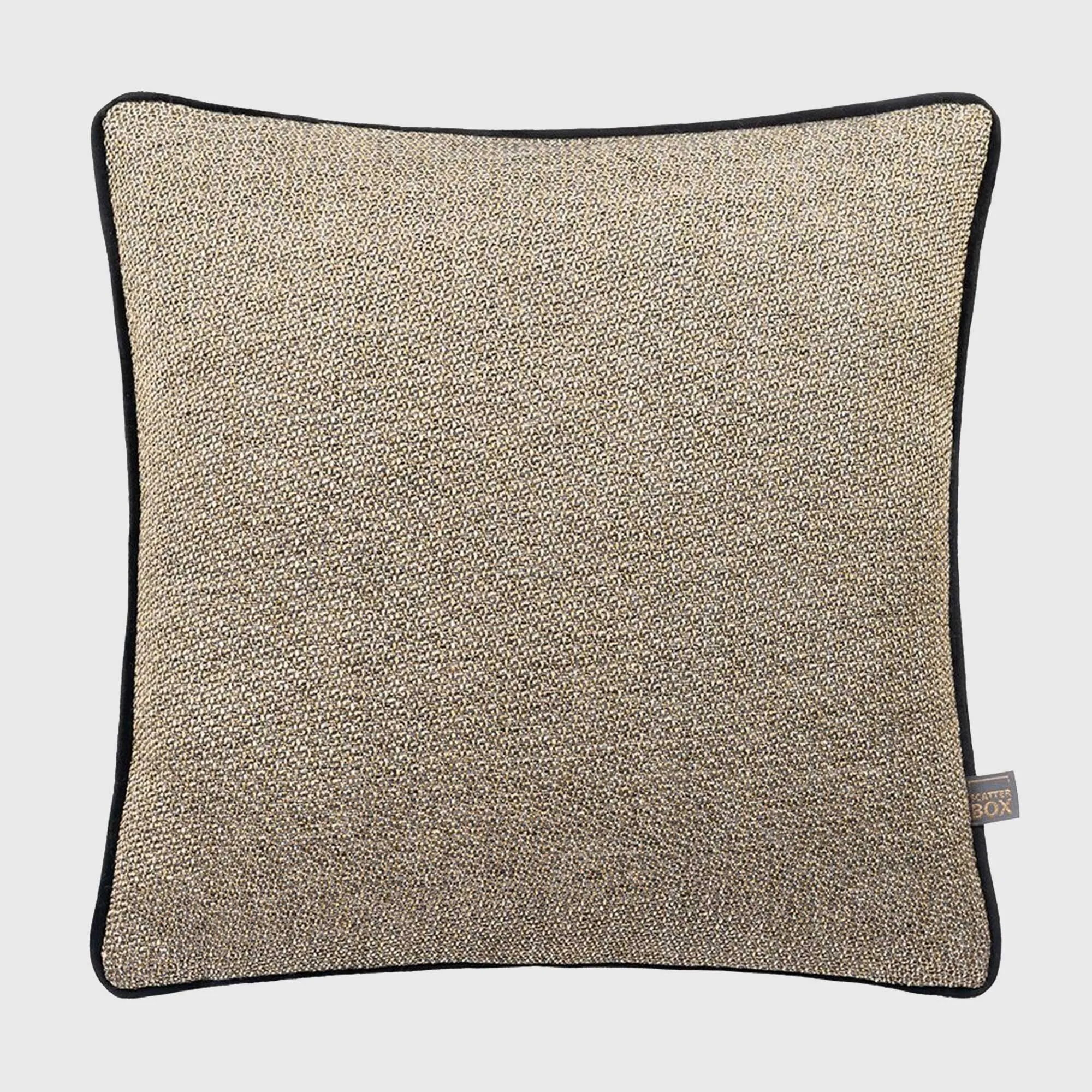 Gold & Black Square Piped Cushion - Gold
