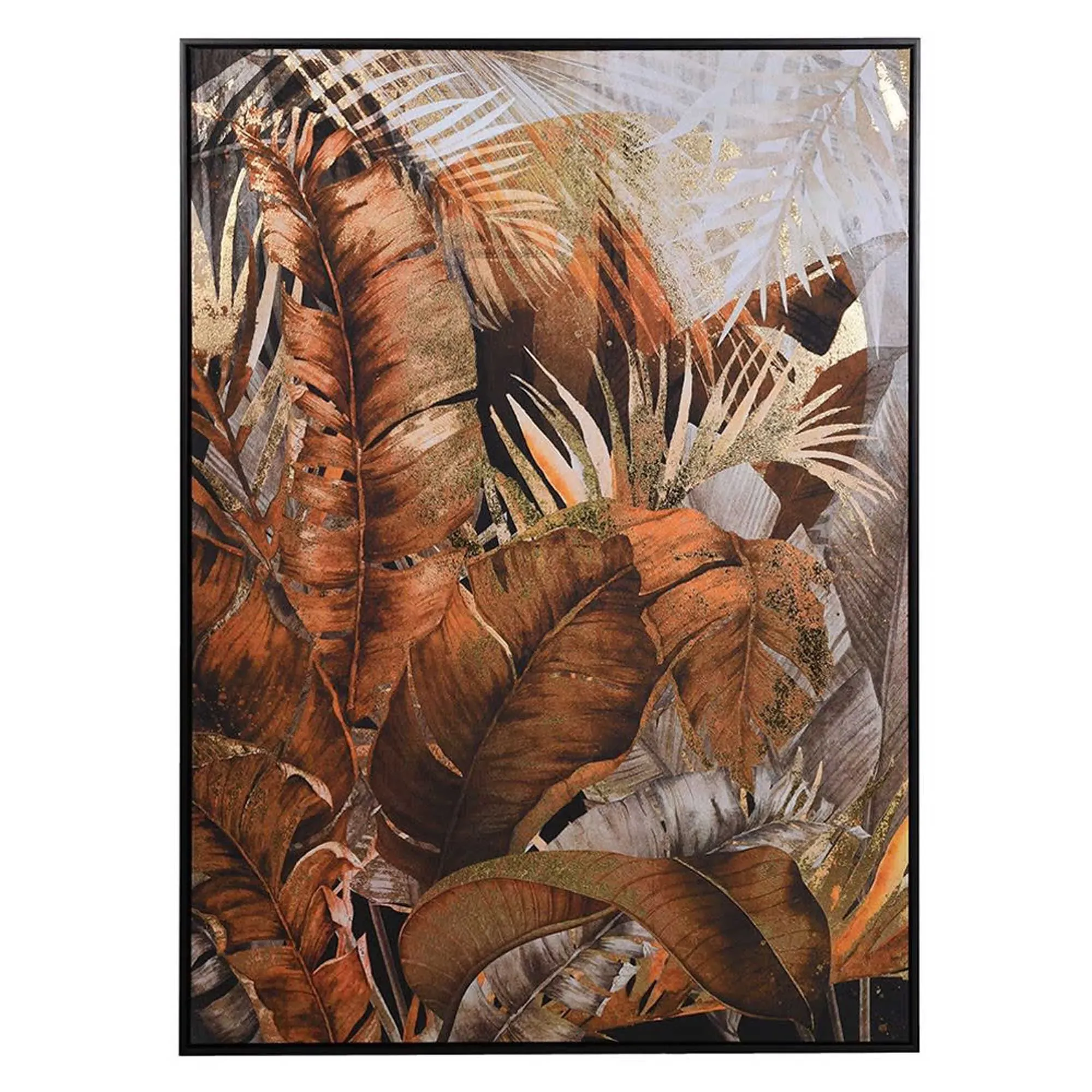 Golden Palm Square Canvas Print - Orange, Pine