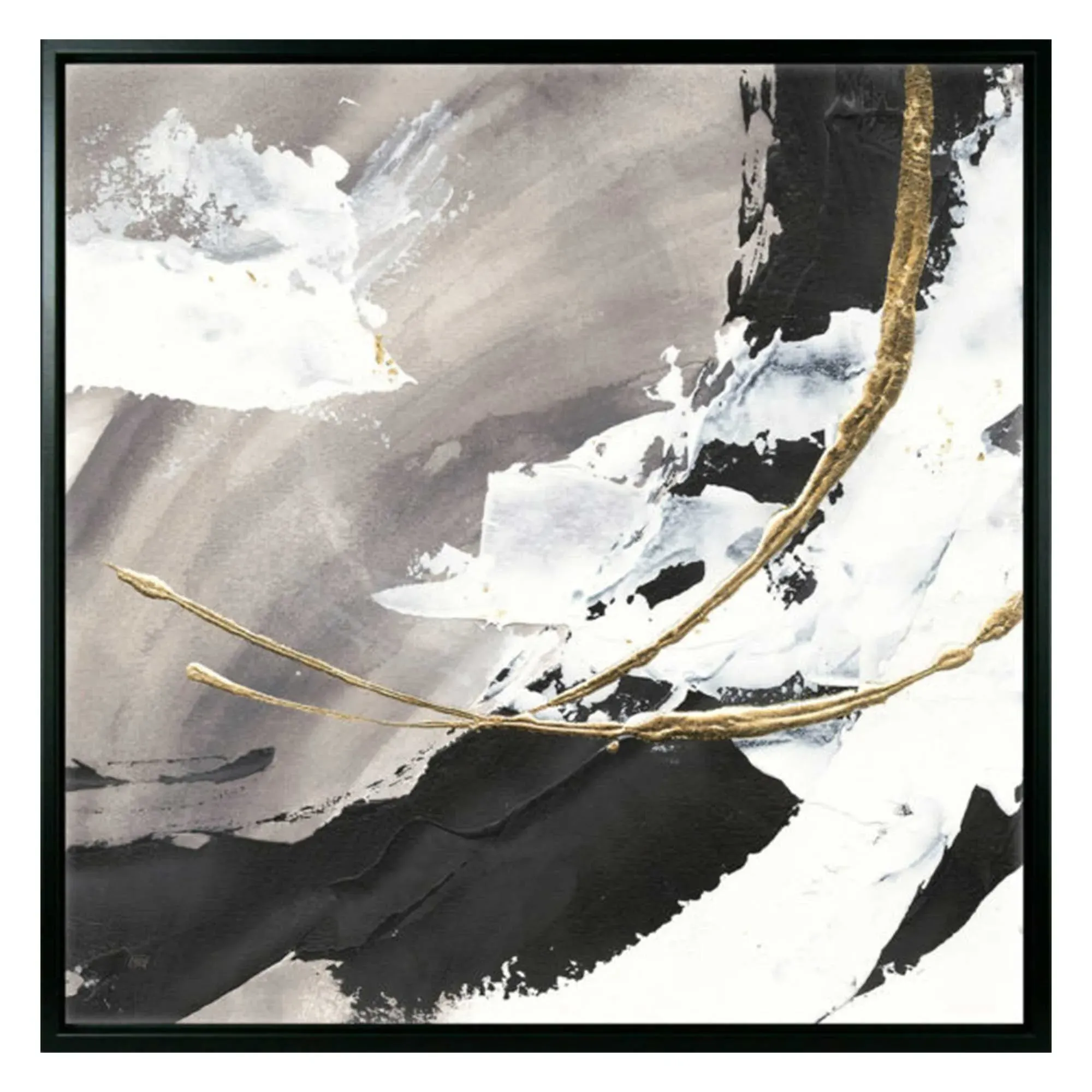 Golden Strand Square Framed Canvas Print - Gold