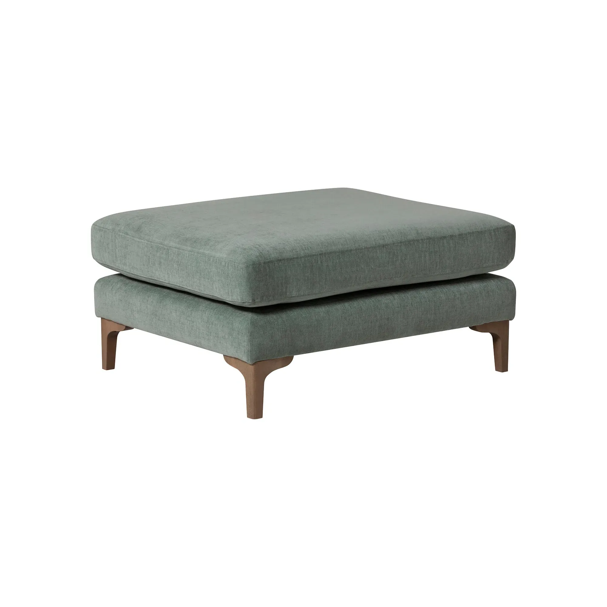 Gramercy Footstool - Green, Fabric