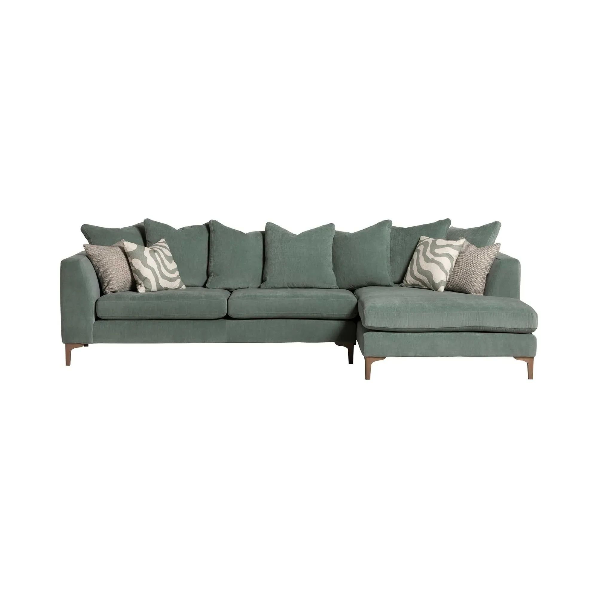 Gramercy Large Left Hand Chaise Corner Sofa - Green, Fabric